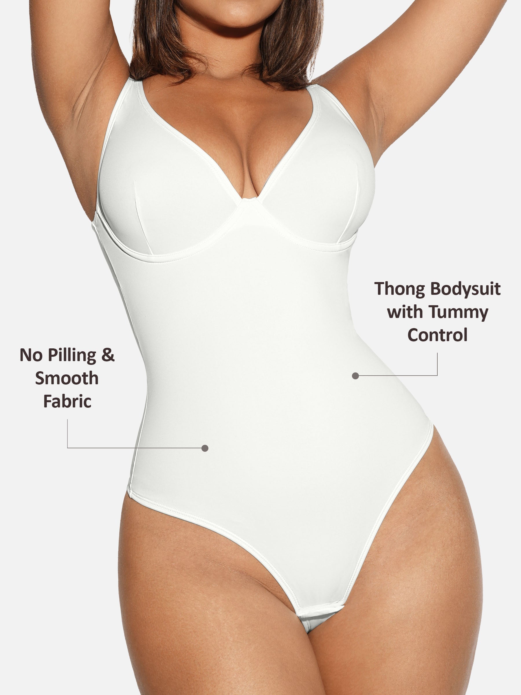 Feelingirl V Neck Tummy Control Shaping Bodysuit
