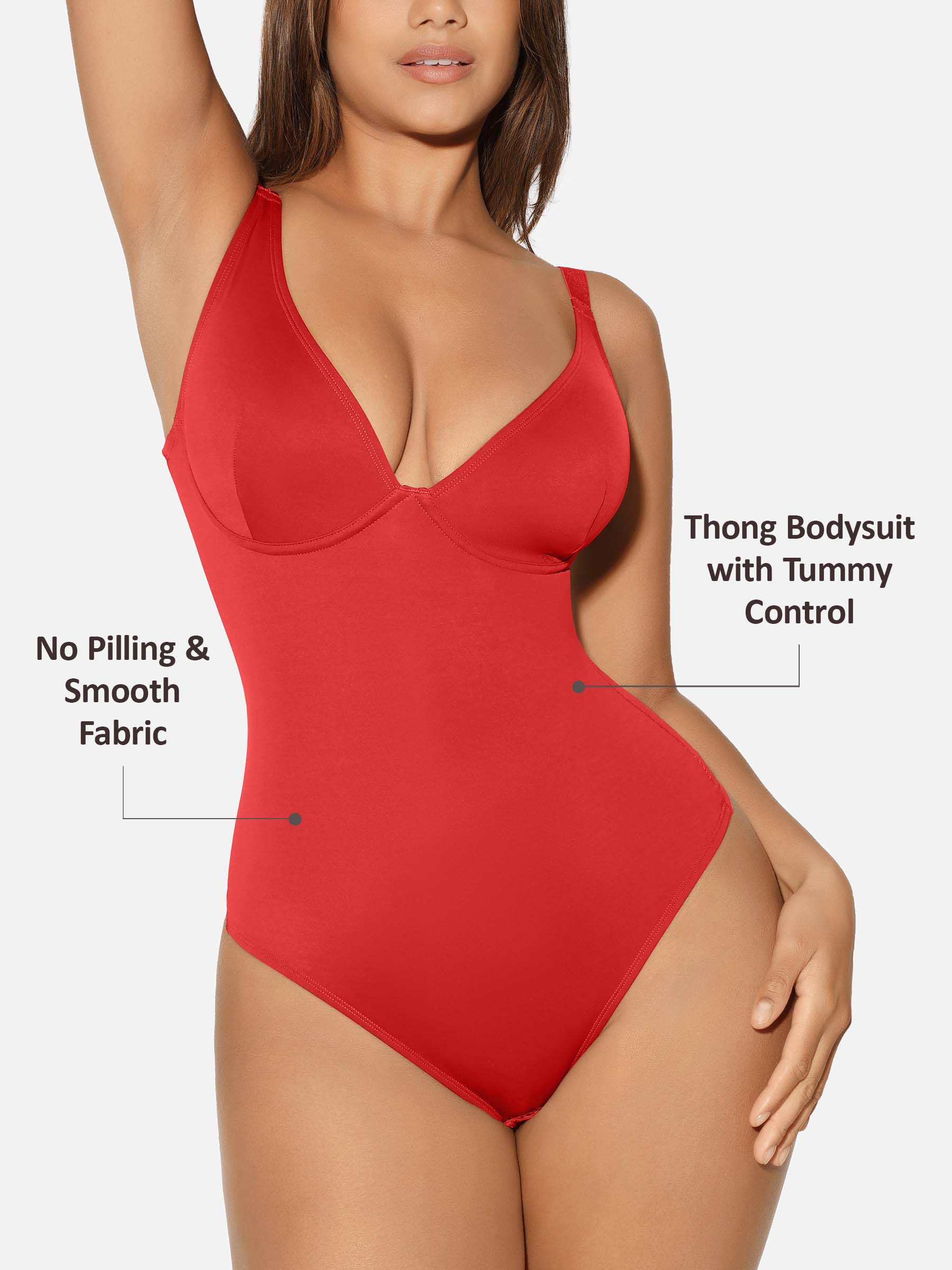 Feelingirl V Neck Tummy Control Shaping Bodysuit