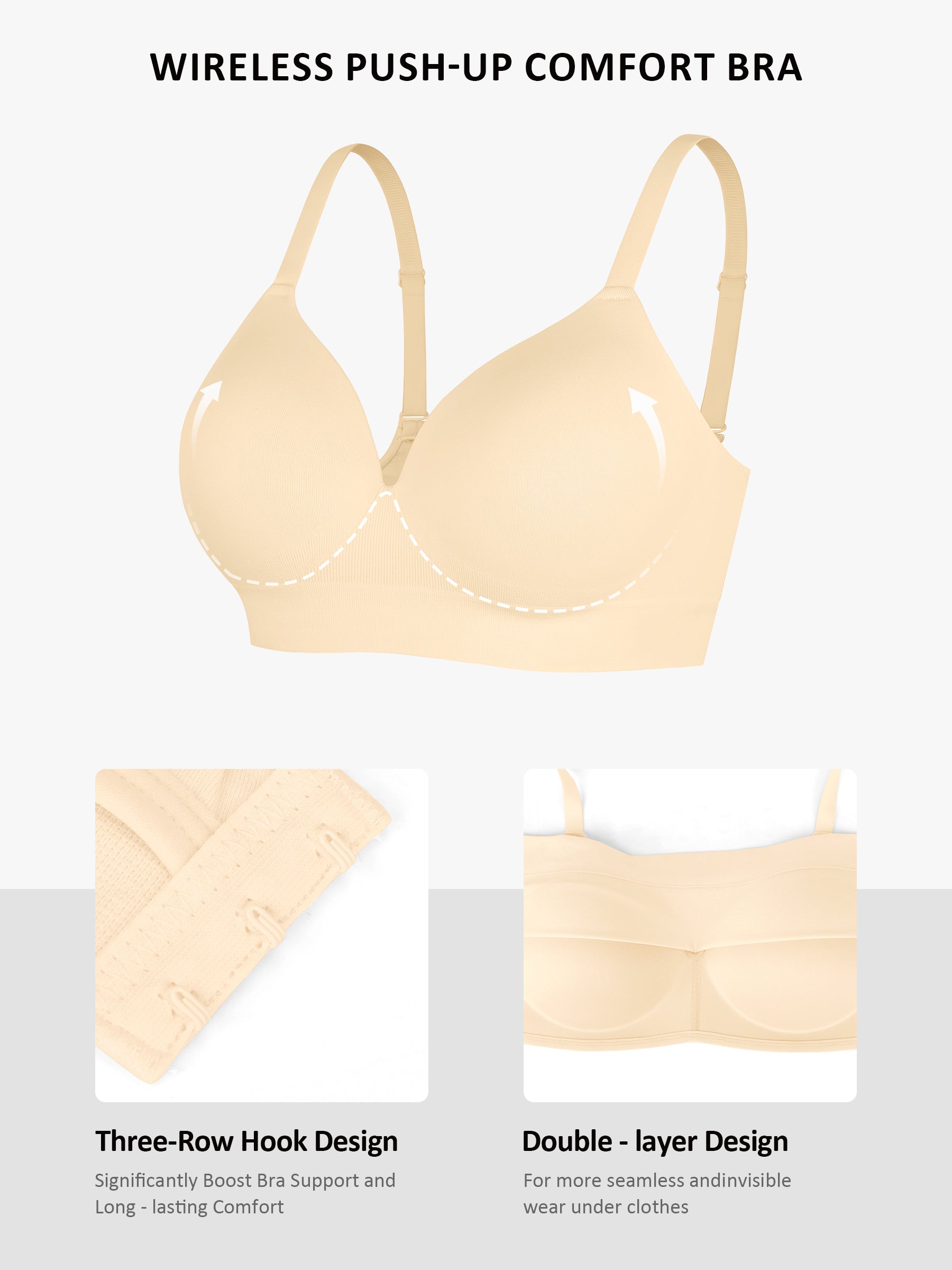 Feelingirl Wireless Push-Up Seamless Comfort Full Coverage Bra Bundle