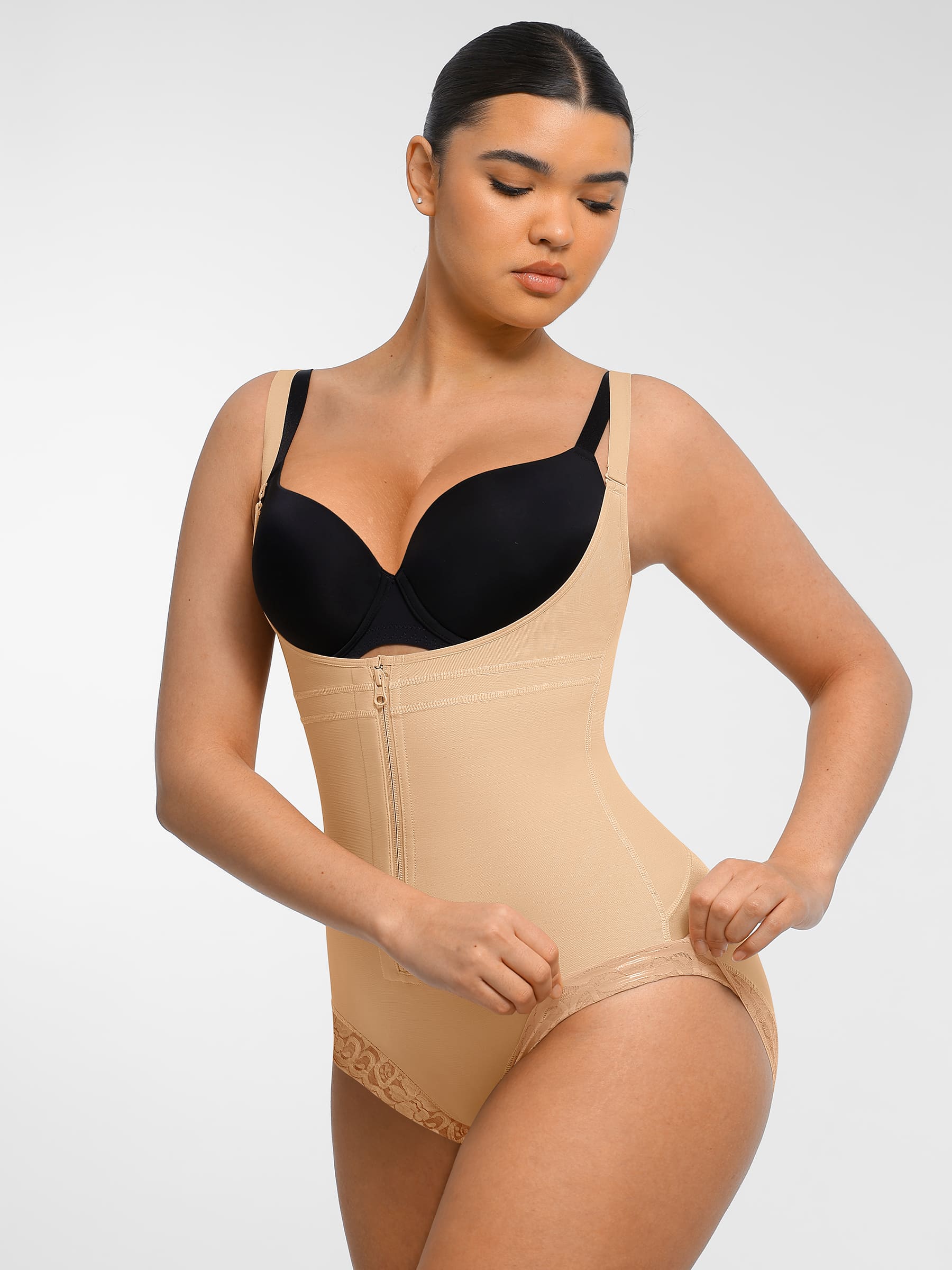 Feelingirl U-Plunge Front Adjustable Zipper Shapewear