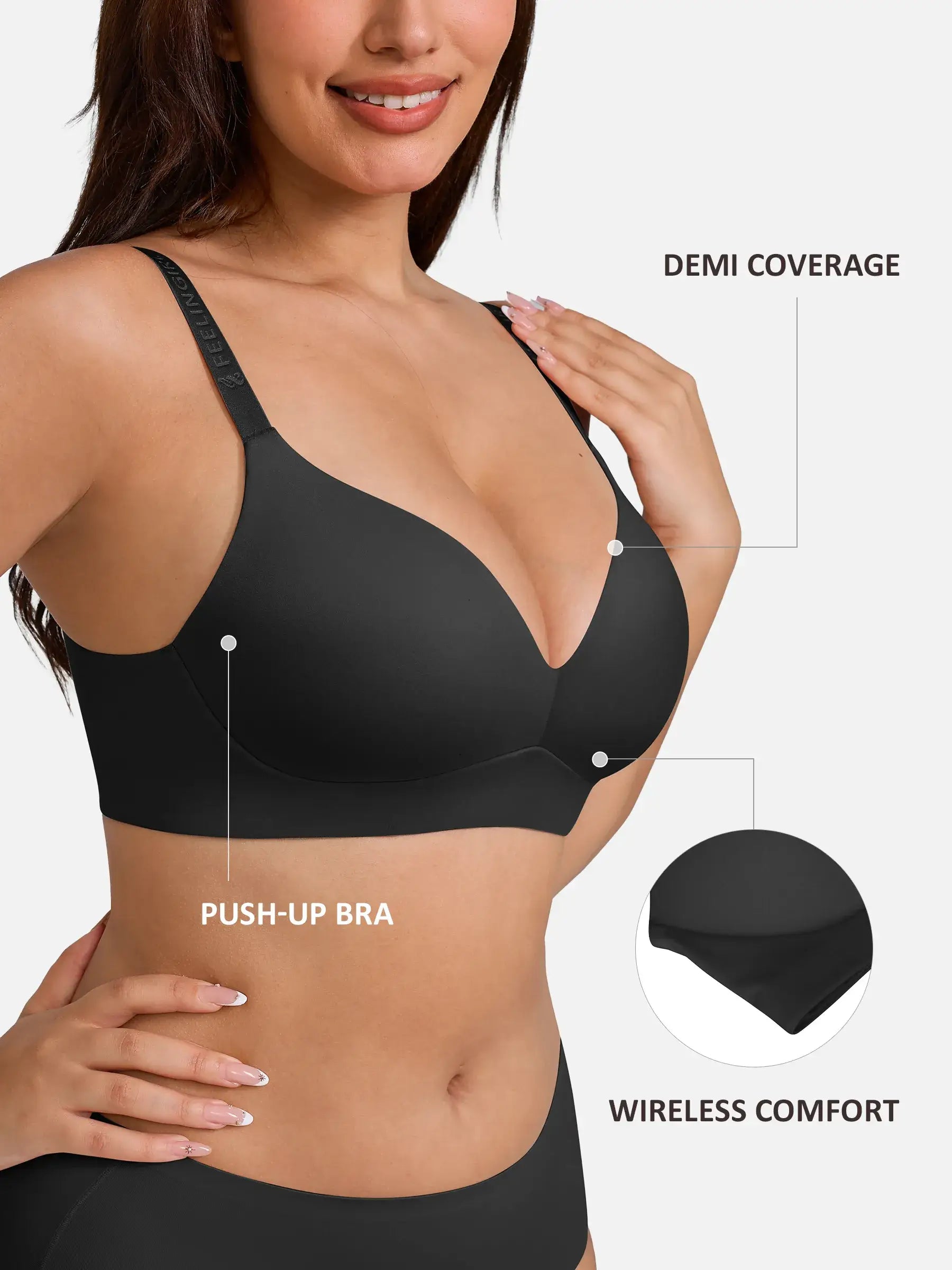 Feelingirl Cloud Soft Wireless Bra Seamless Lift Support Everyday Wear