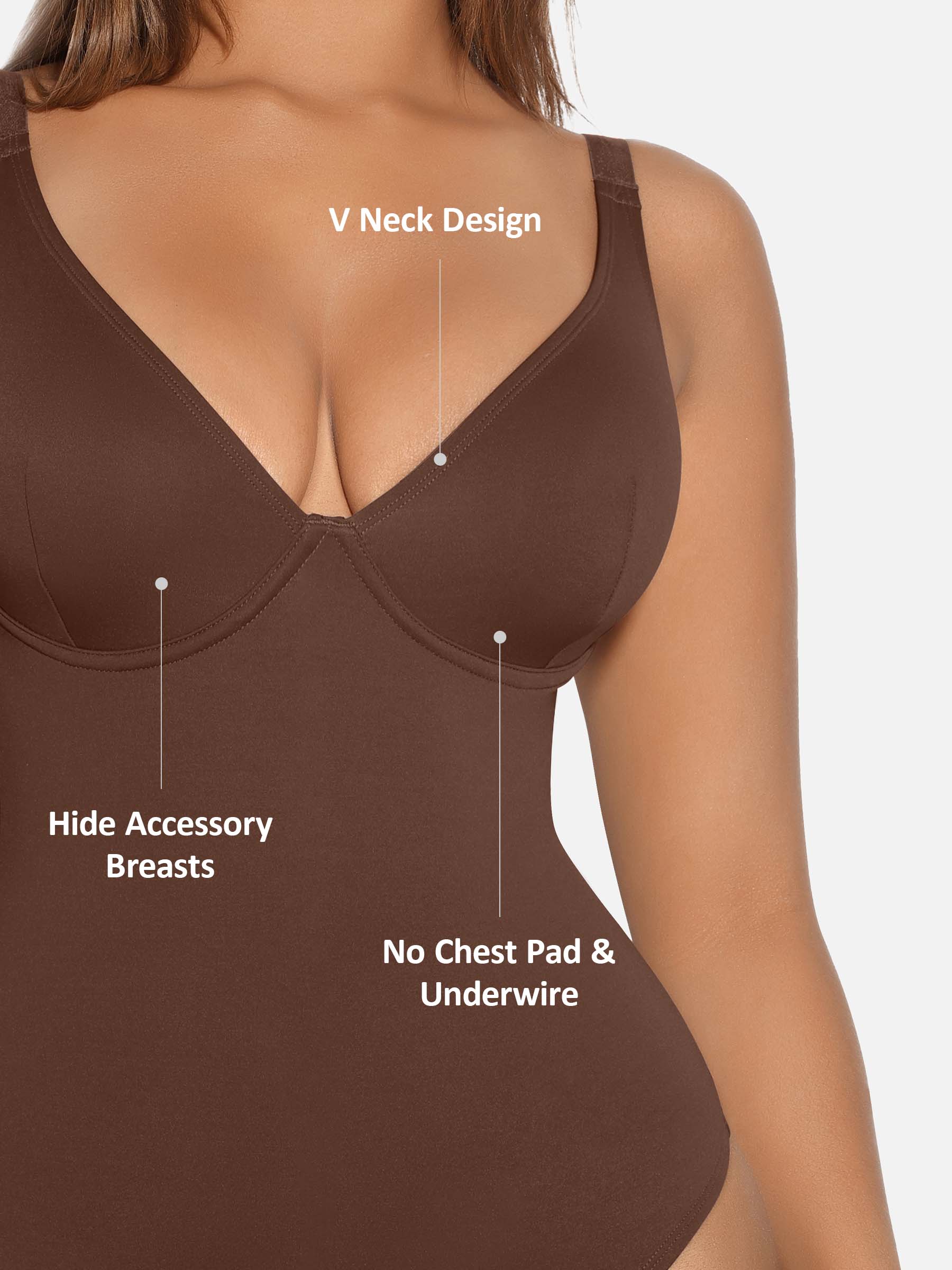 Feelingirl V Neck Tummy Control Shaping Bodysuit