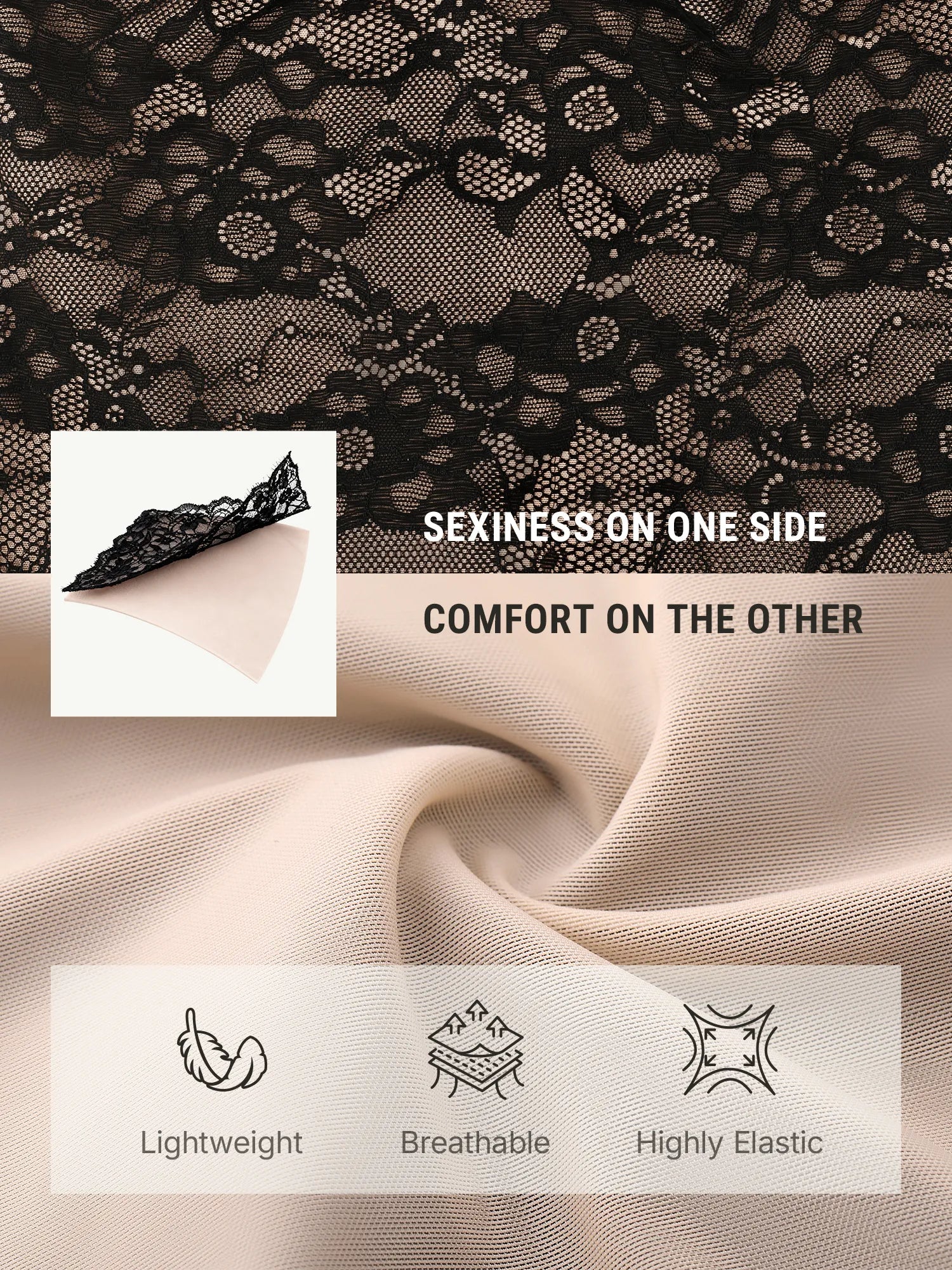 Feelingirl Lace V Neck Full Bodysuit