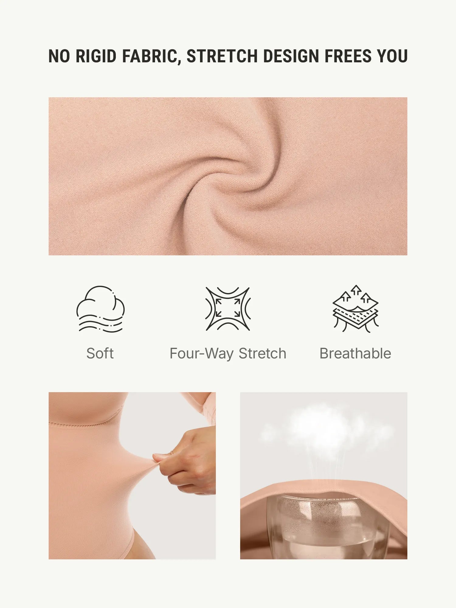 Feelingirl Seamless Long Sleeve Tummy Control Thong Bodysuit