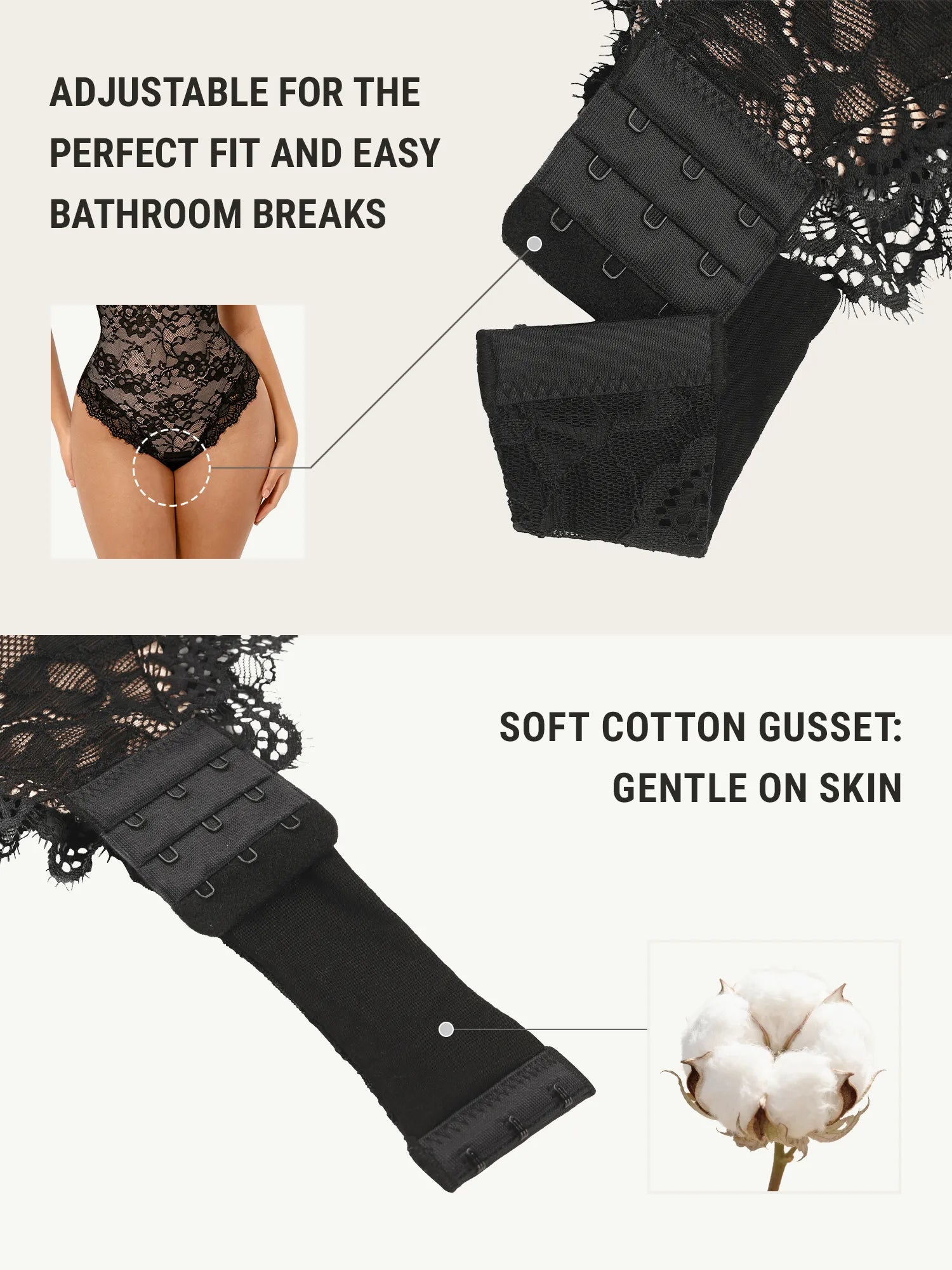 Feelingirl Lace V Neck Full Bodysuit