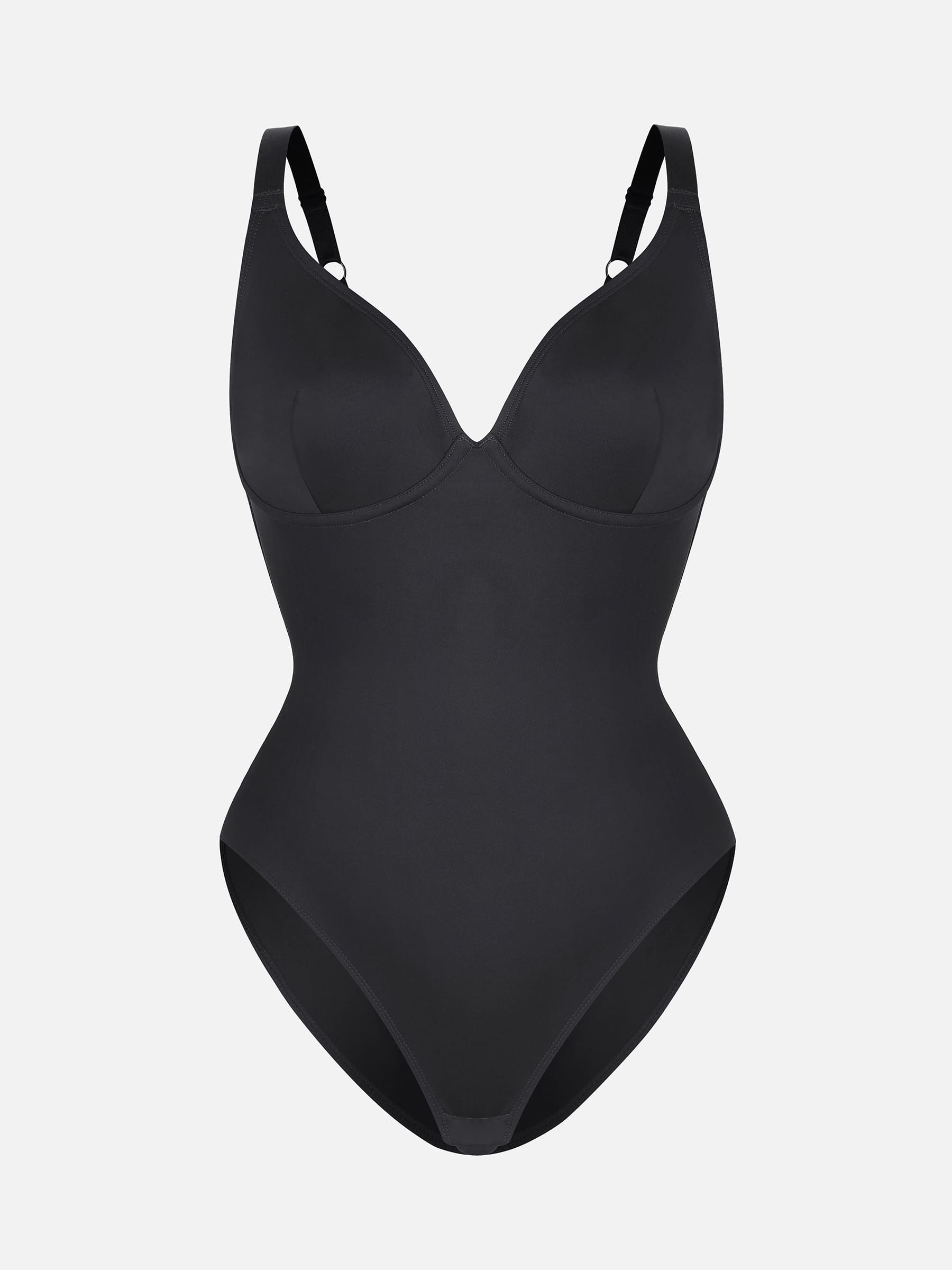 Divinegirl V Neck Adjustable Straps Tummy Control  Bodysuit