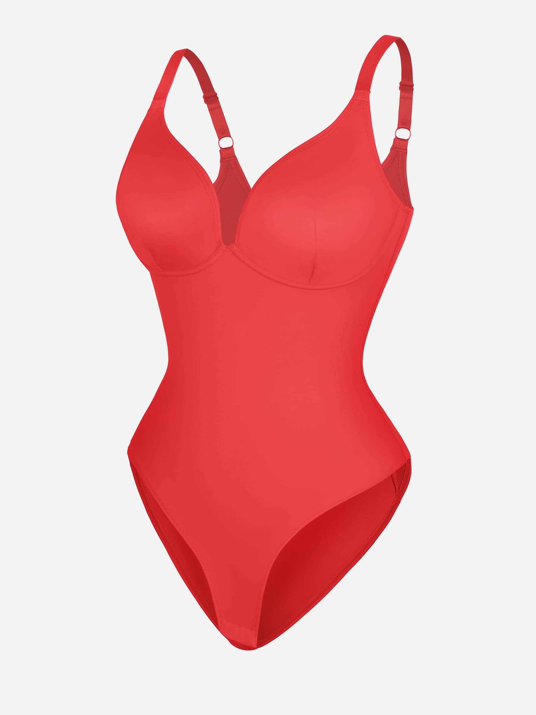 Divinegirl V Neck Adjustable Straps Tummy Control  Bodysuit