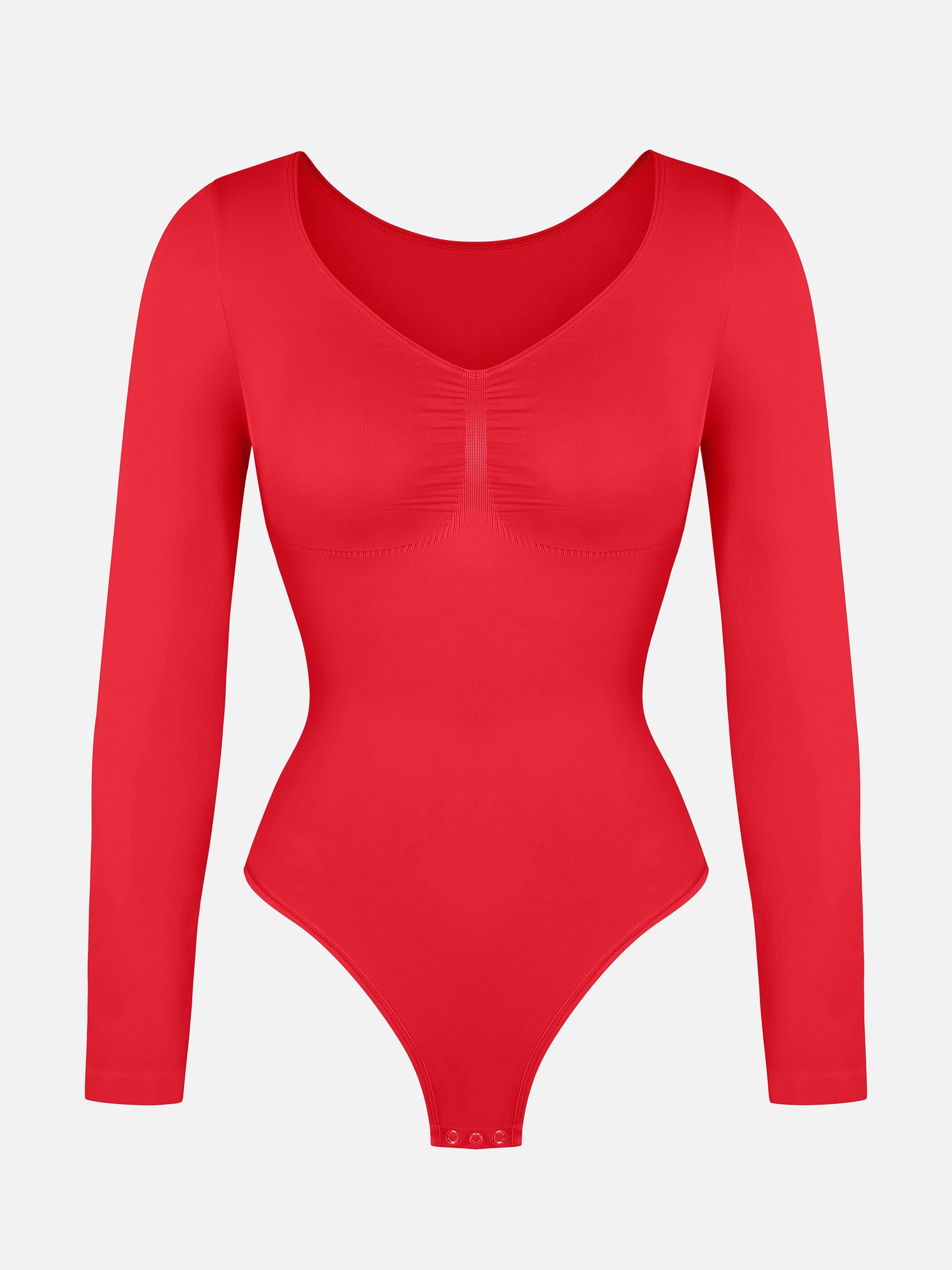 Feelingirl Seamless Long Sleeve Tummy Control Thong Bodysuit