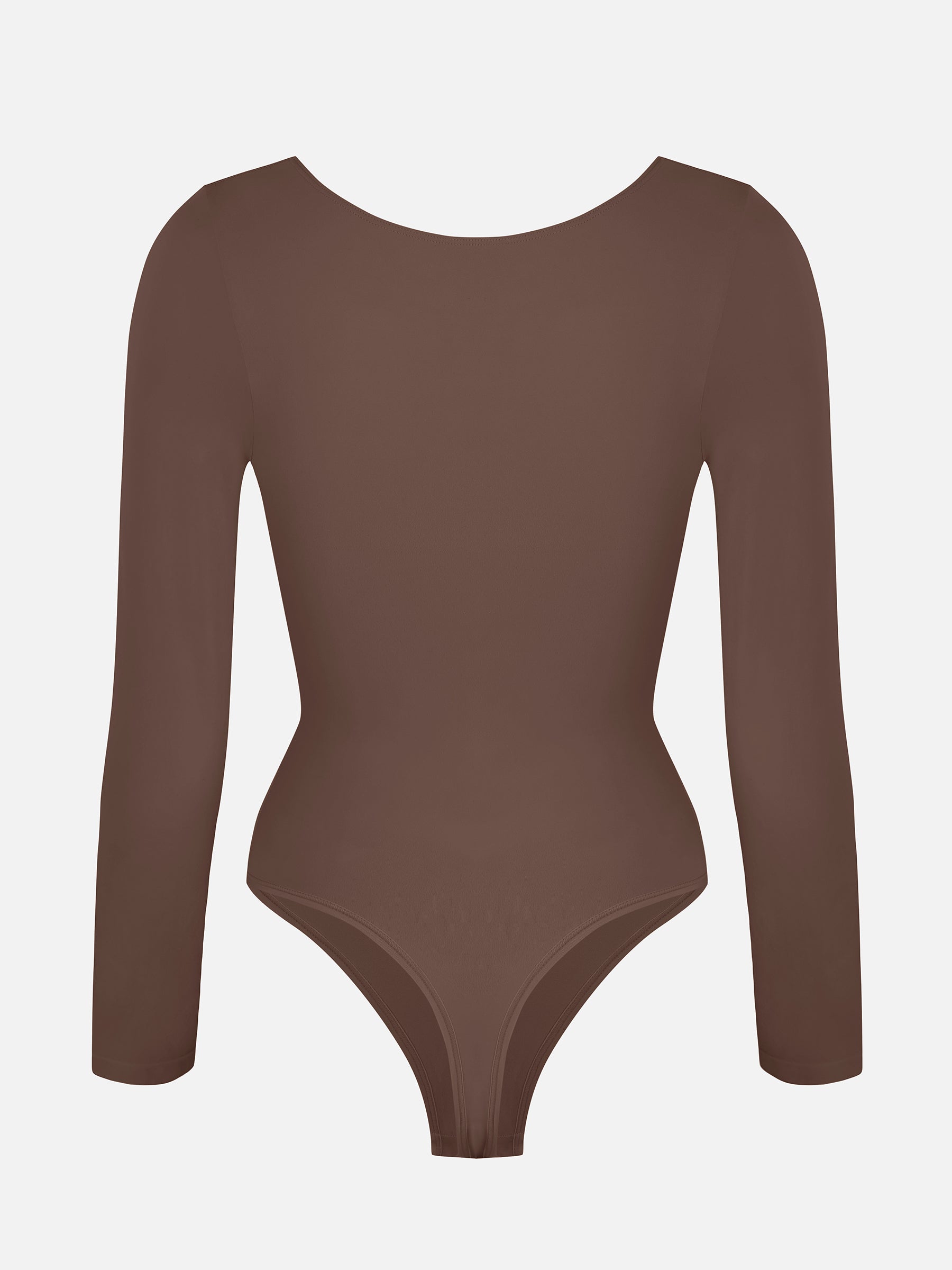 Feelingirl Seamless Long Sleeve Chest Support Tummy Control Thong Bodysuit