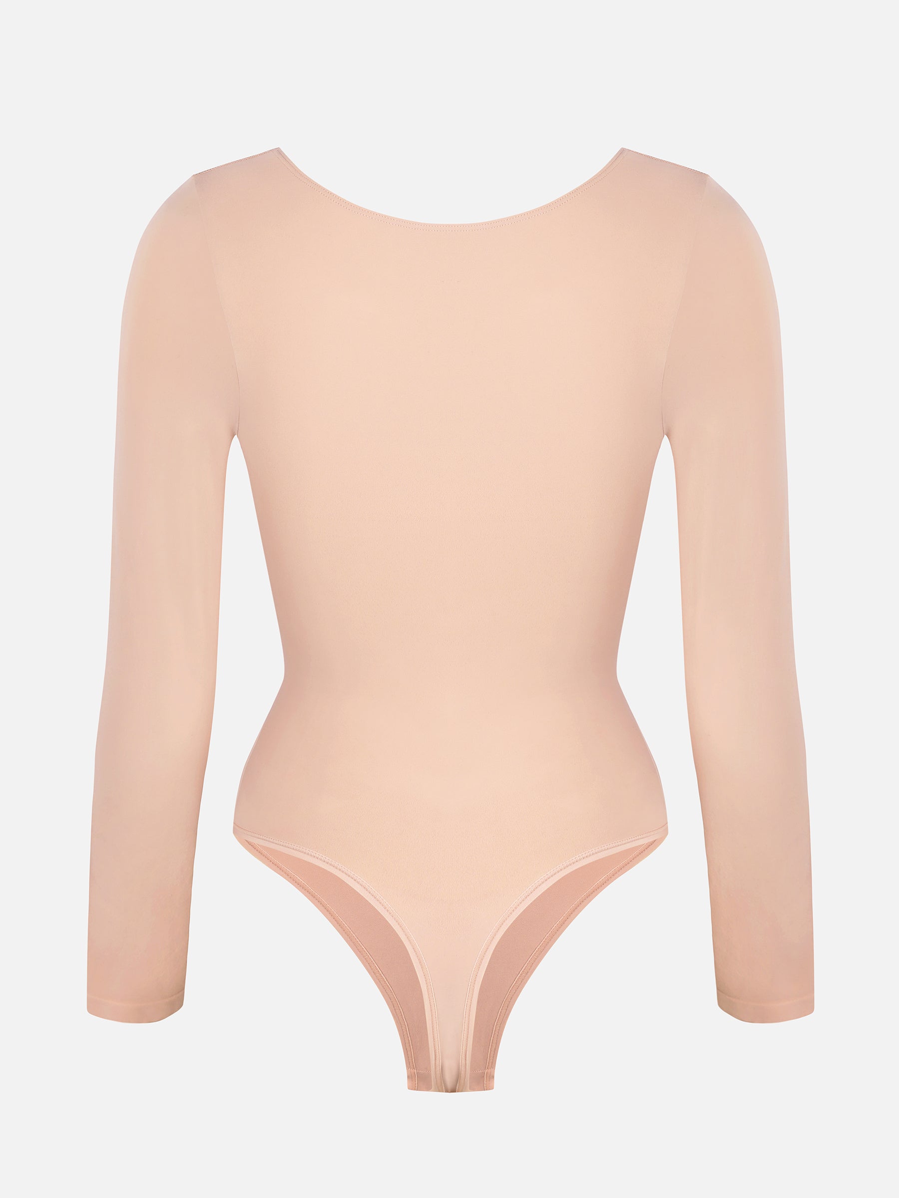 Feelingirl Seamless Long Sleeve Chest Support Tummy Control Thong Bodysuit