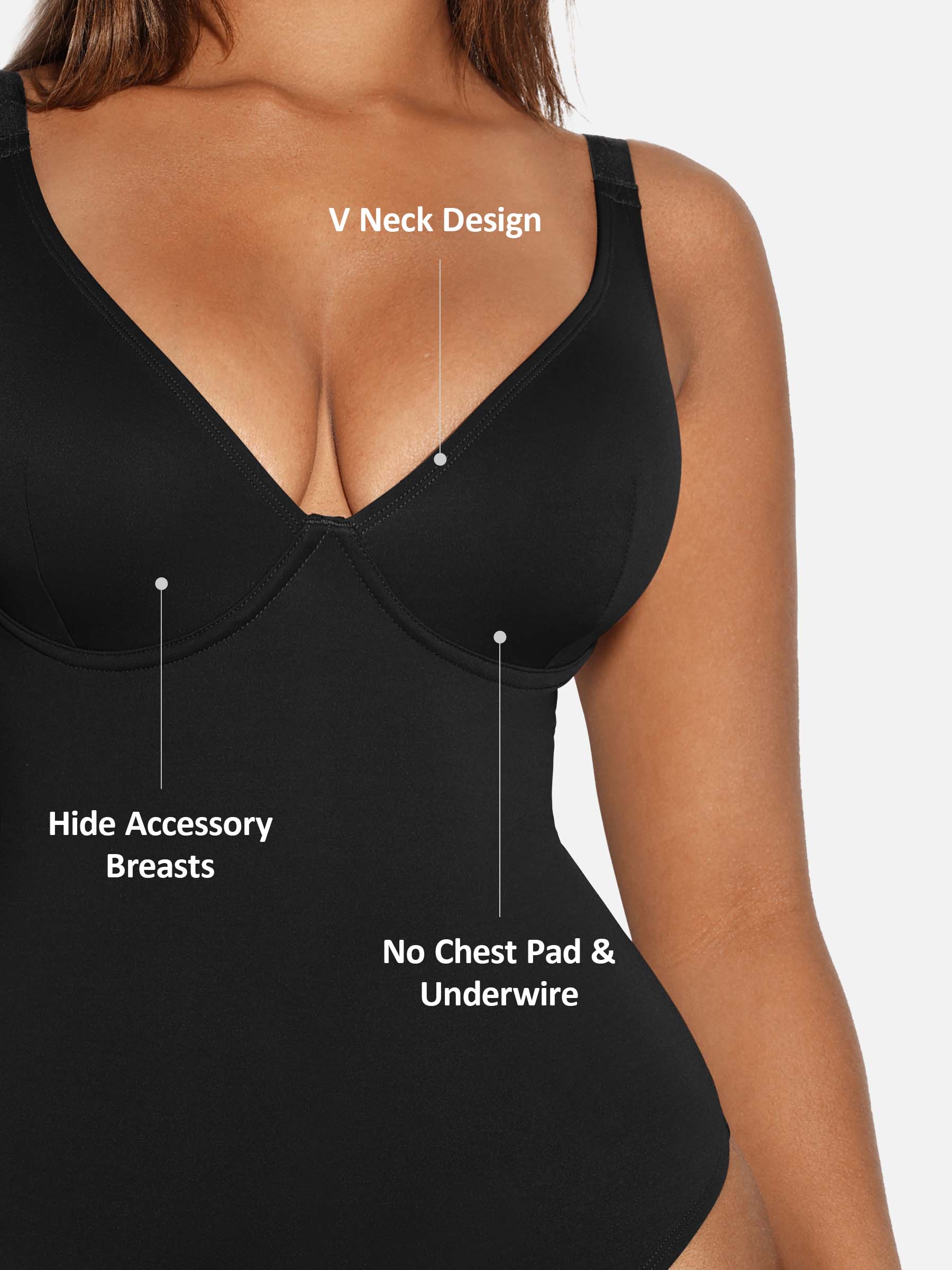 Feelingirl V Neck Tummy Control Shaping Bodysuit