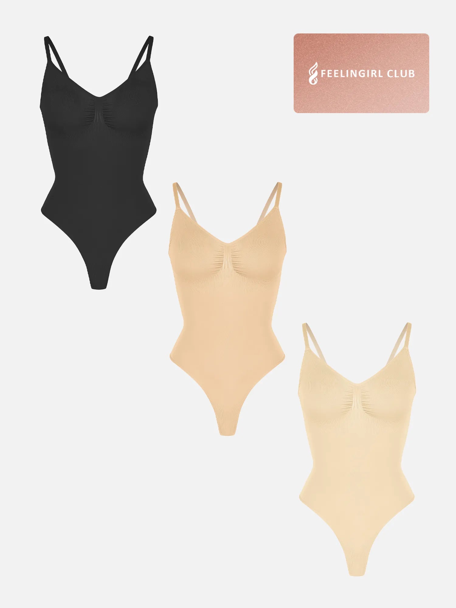 Feelingirl 3-Pack Tummy Control Seamless Bodysuit Bundle