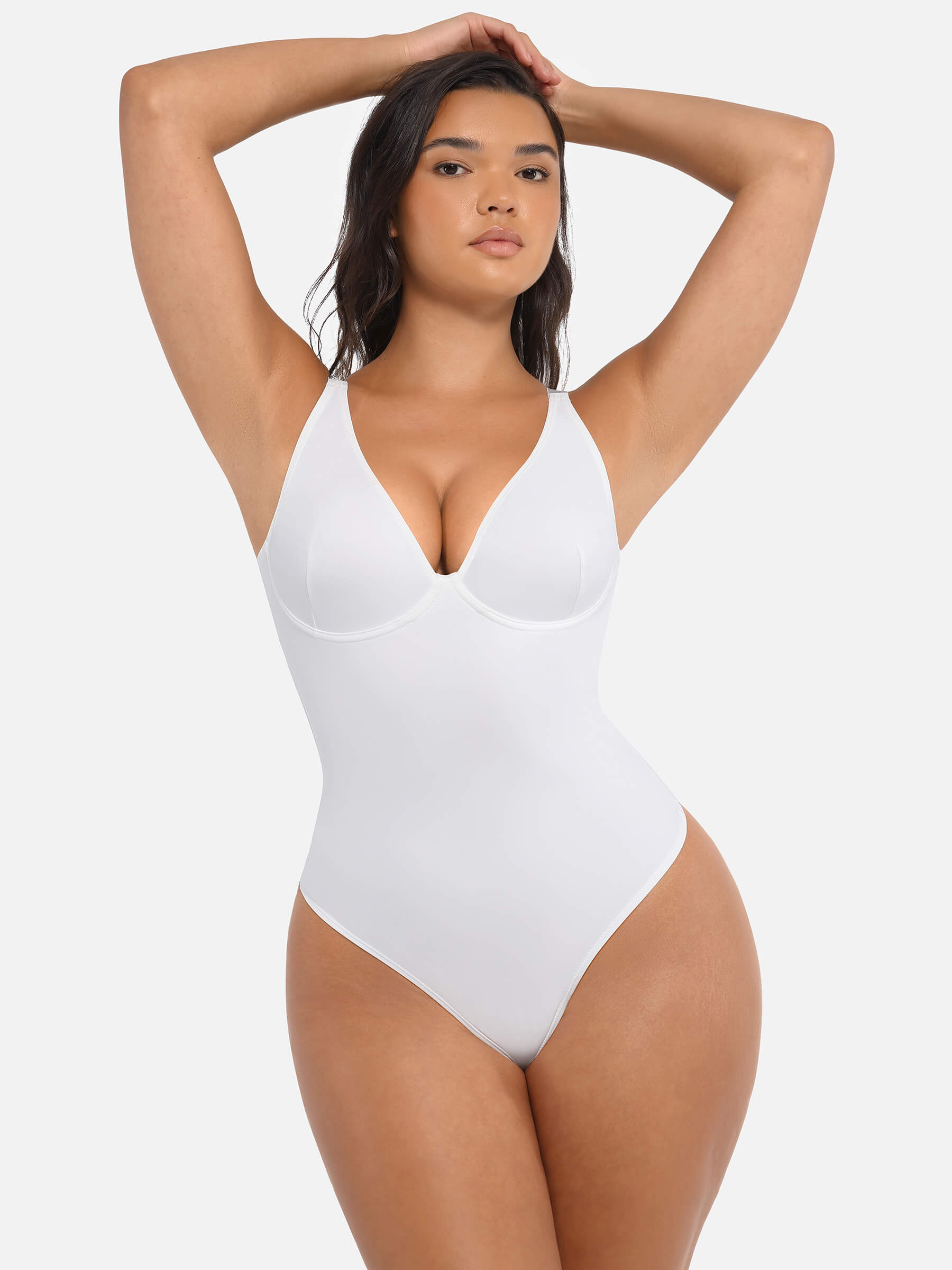 Feelingirl 2-Pack Deep V Neck Tummy Control Shapewear Bodysuit Bundle