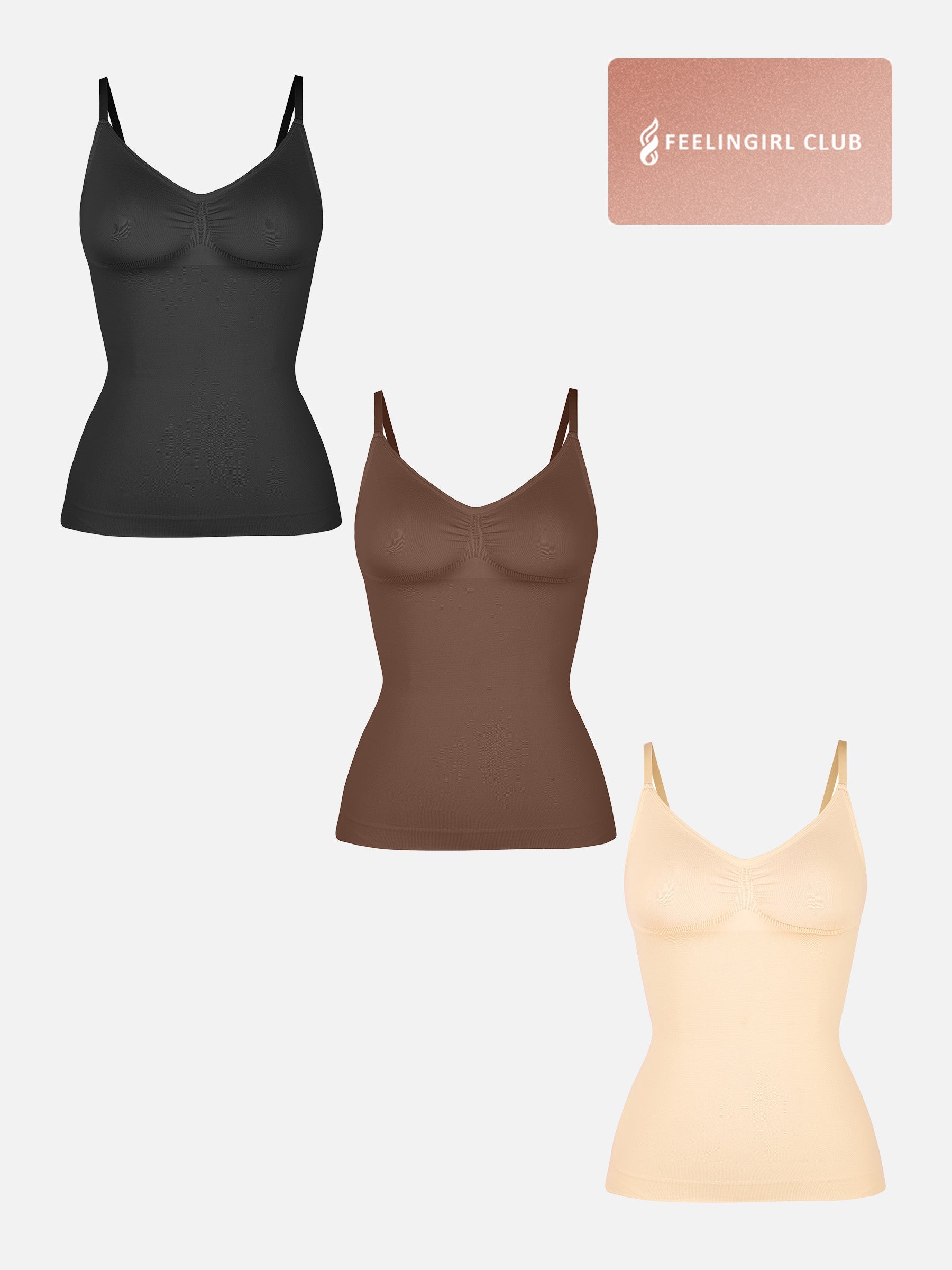 Feelingirl 3-Pack Bust Support and Waist Control Shape Tank Top Bundle