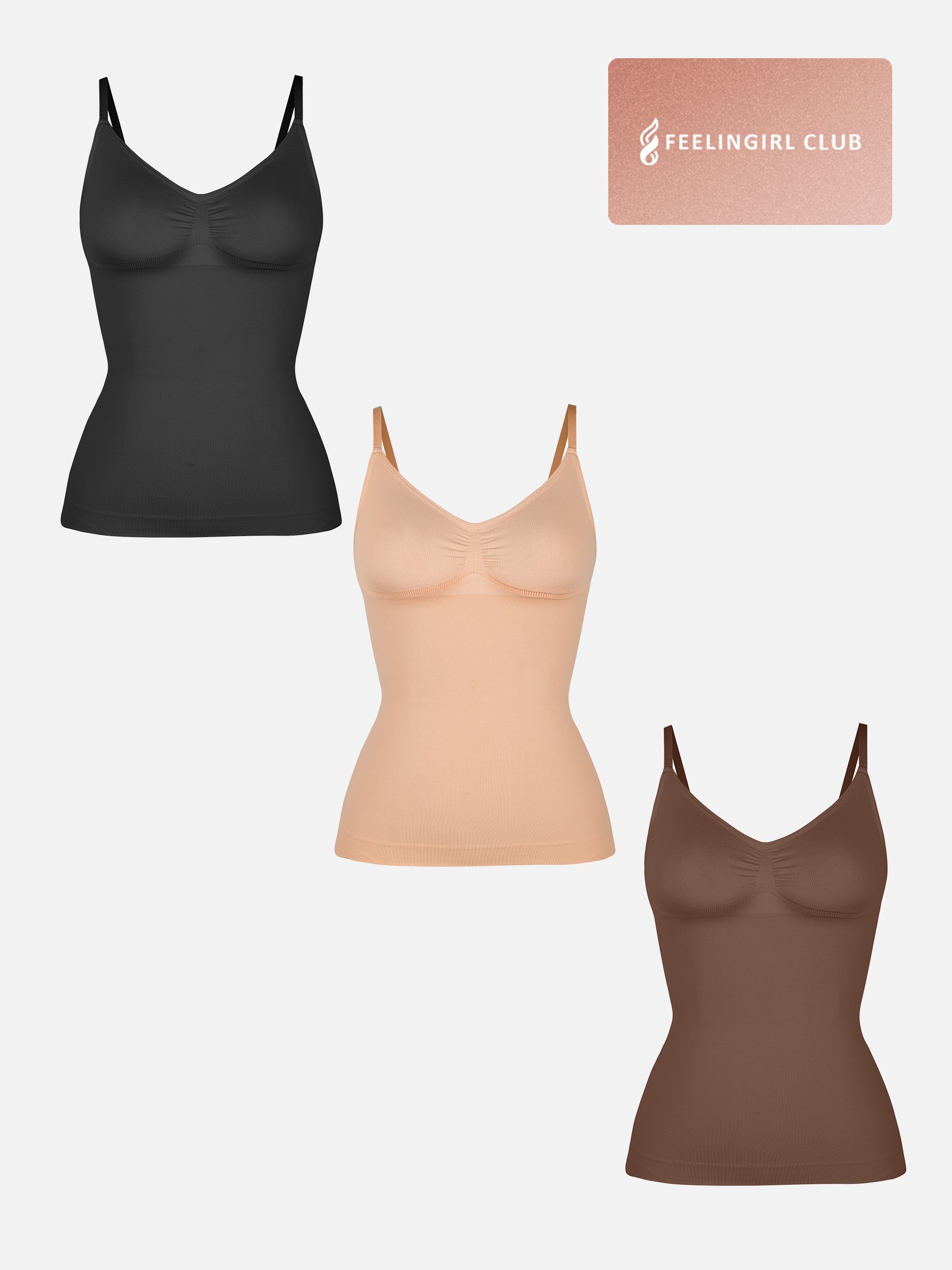 Feelingirl 3-Pack Bust Support and Waist Control Shape Tank Top Bundle