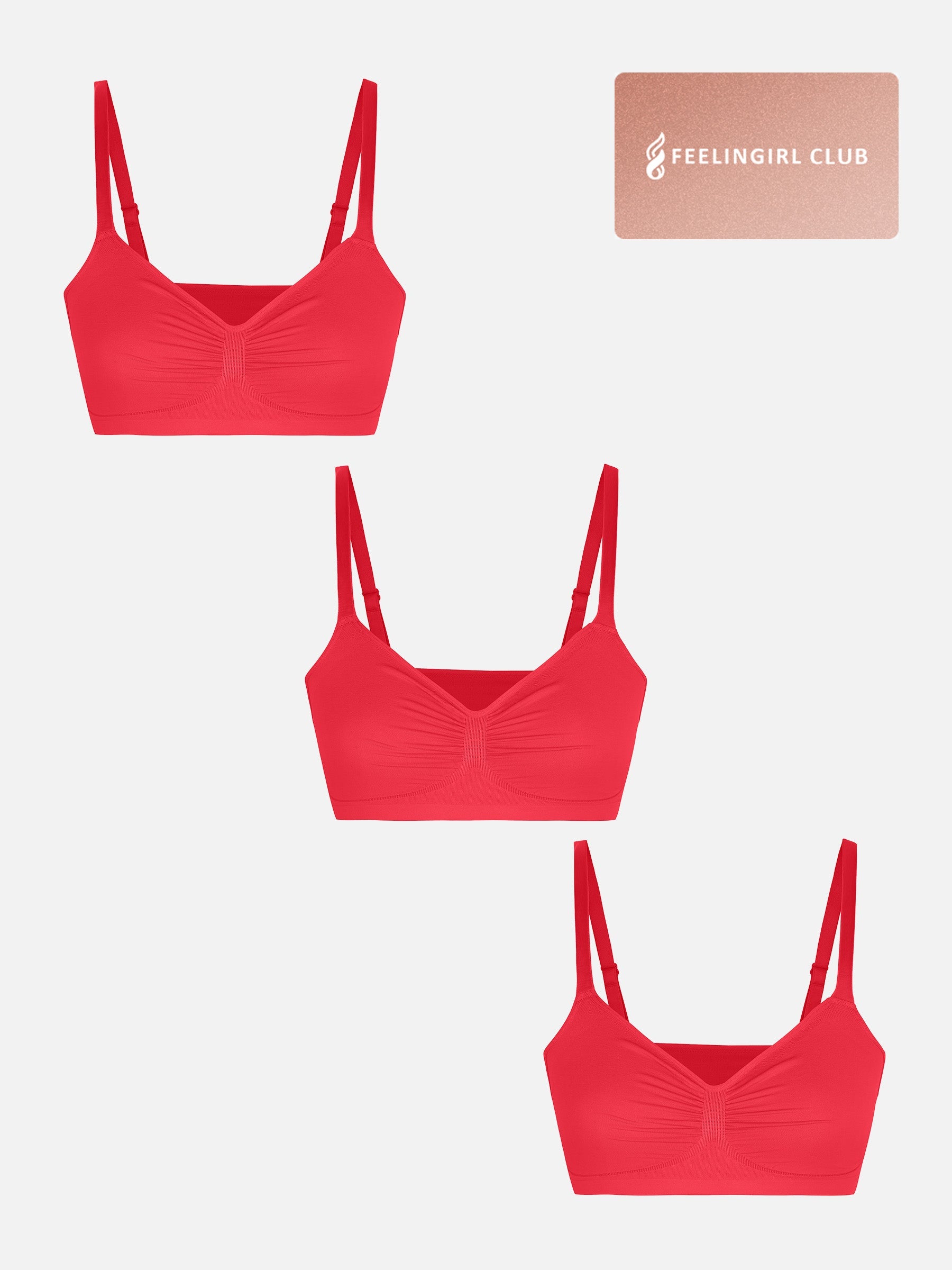 Feelingirl 3-Pack Smooth Seamless Wireless Bra Bundle