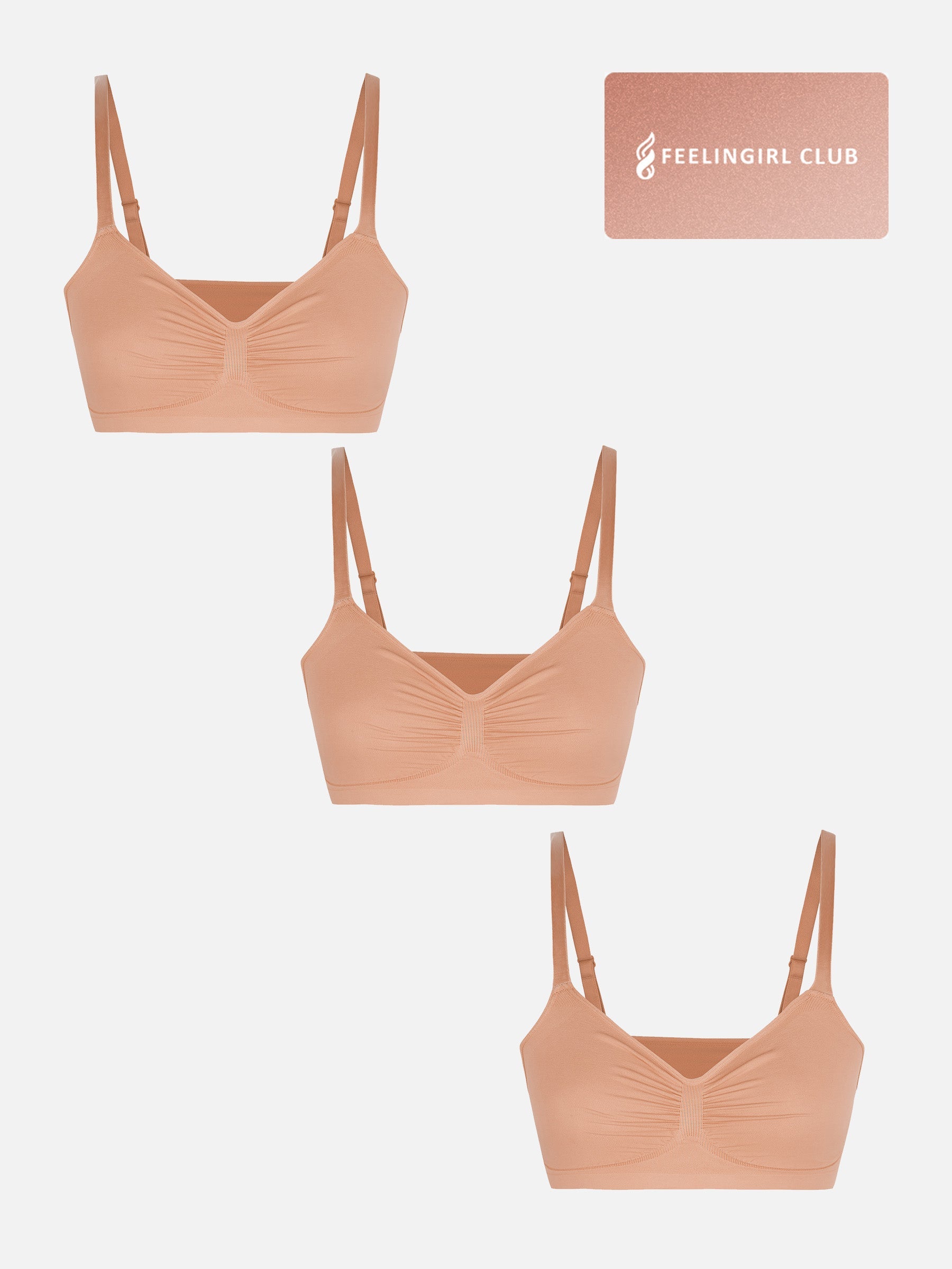Feelingirl 3-Pack Smooth Seamless Wireless Bra Bundle