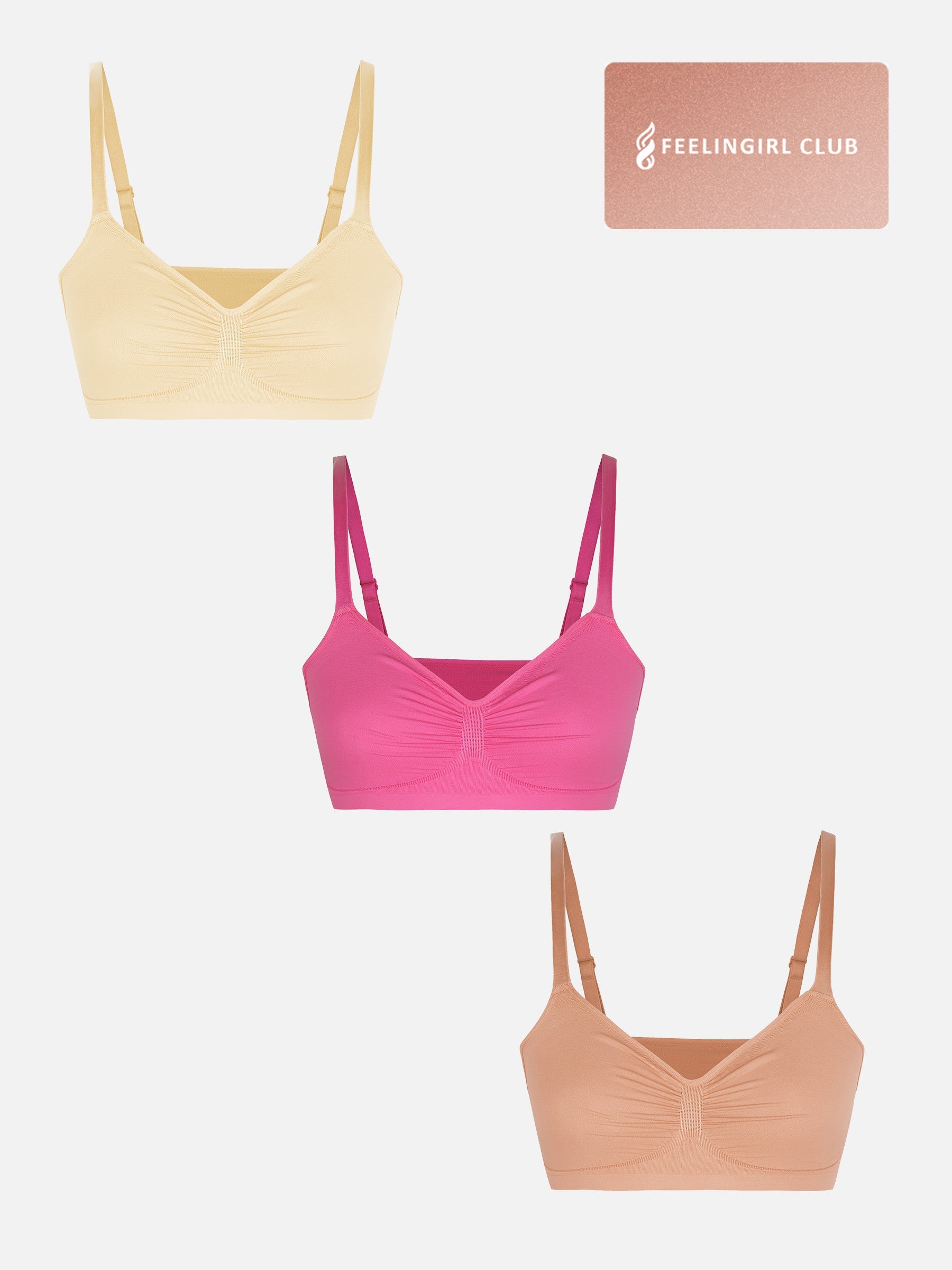Feelingirl 3-Pack Smooth Seamless Wireless Bra Bundle