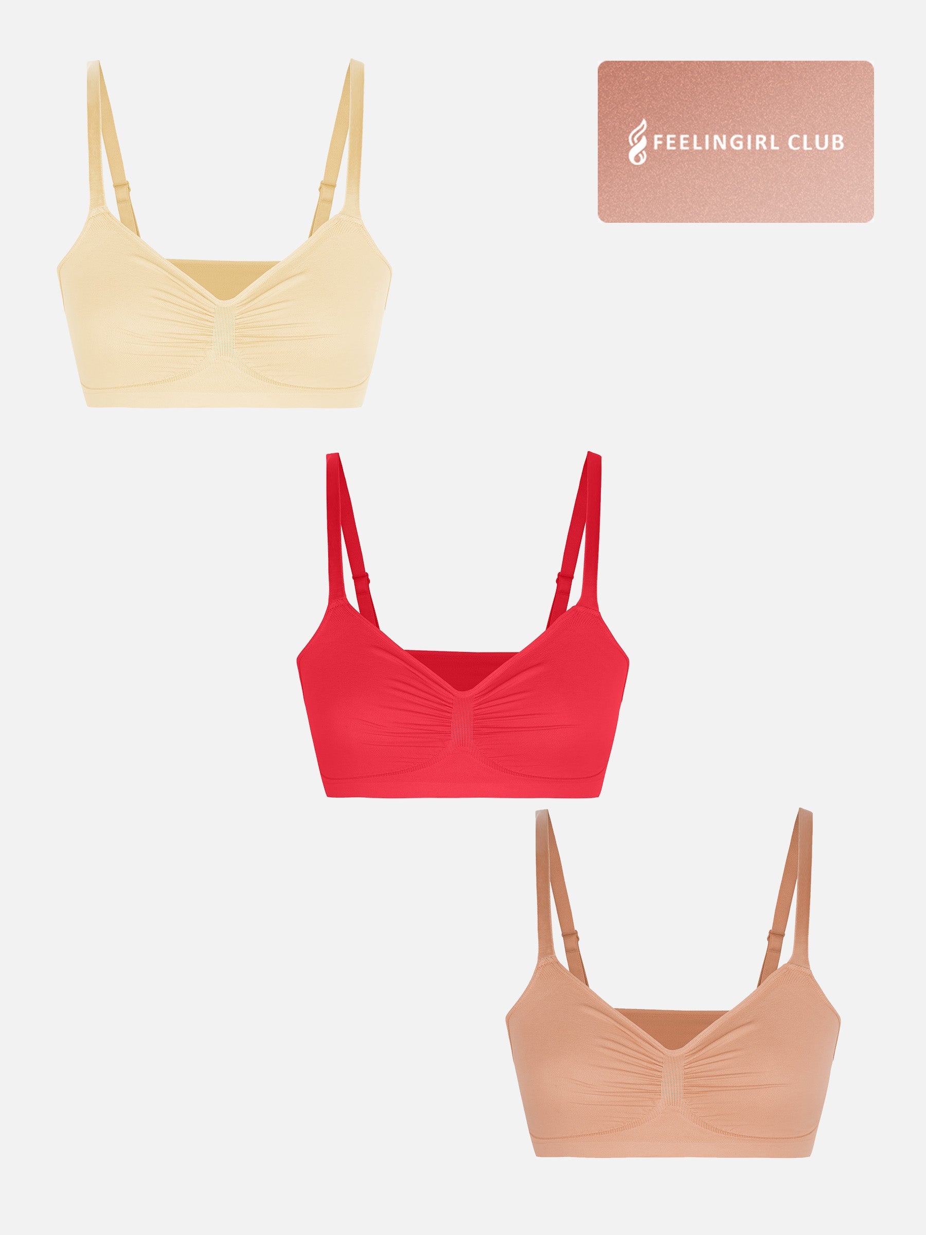 Feelingirl 3-Pack Smooth Seamless Wireless Bra Bundle