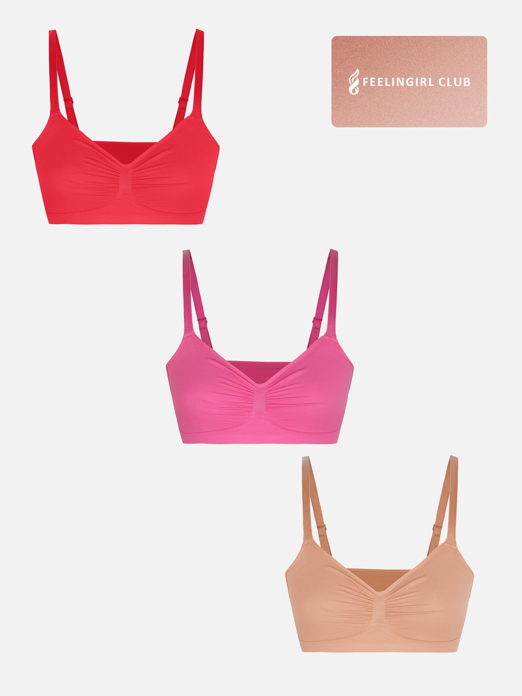 Feelingirl 3-Pack Smooth Seamless Wireless Bra Bundle