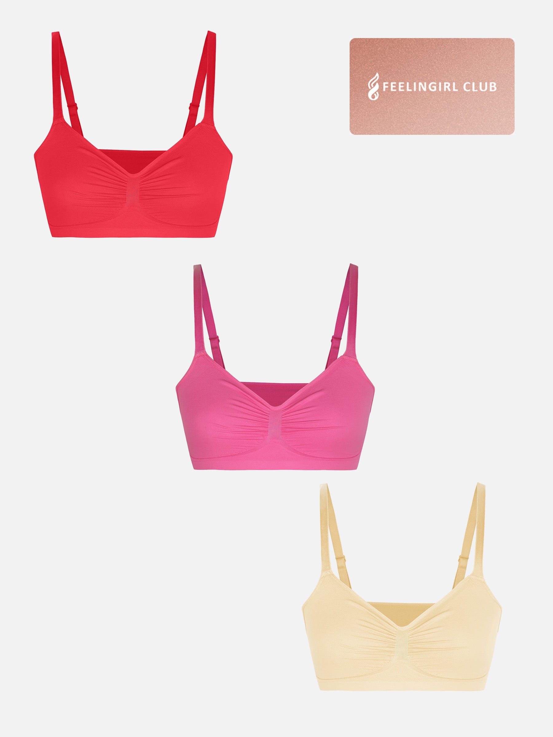 Feelingirl 3-Pack Smooth Seamless Wireless Bra Bundle