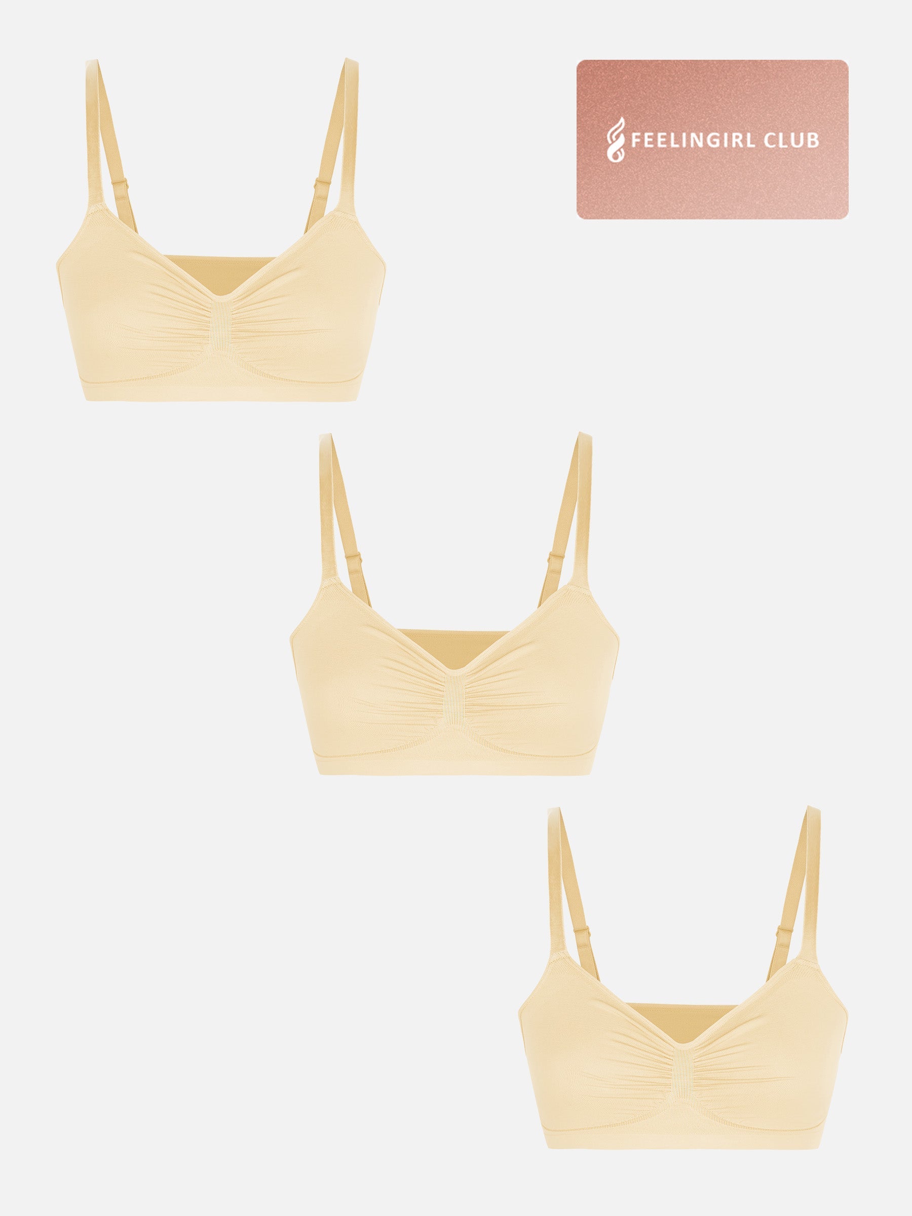 Feelingirl 3-Pack Smooth Seamless Wireless Bra Bundle