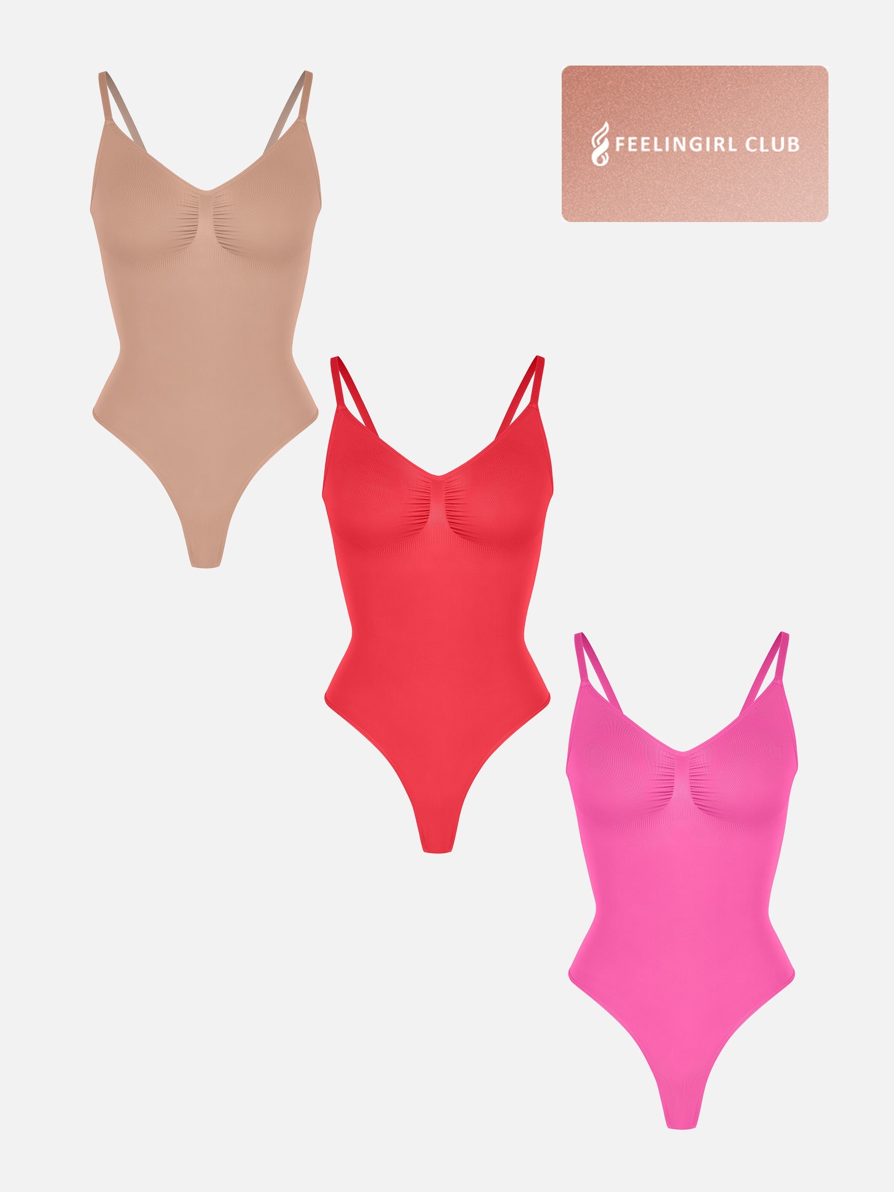 Feelingirl 3-Pack Tummy Control Seamless Bodysuit Bundle