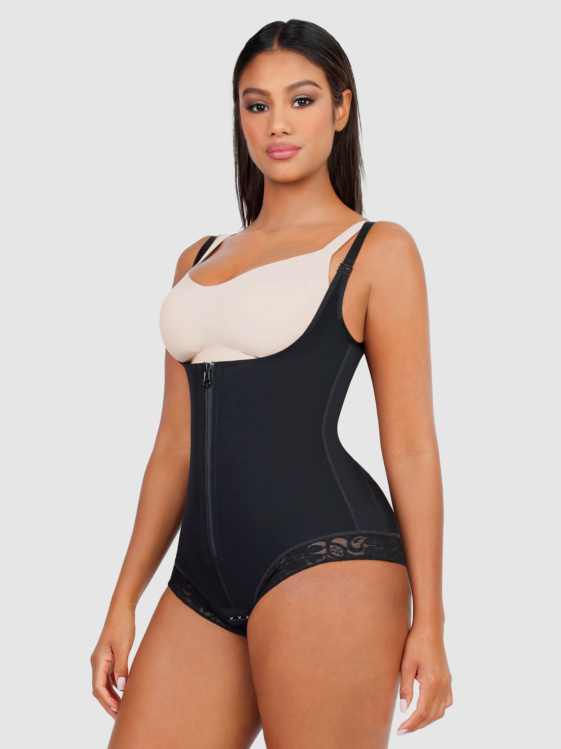 Feelingirl Adjustable U-Plunge Front Zipper Shapewear