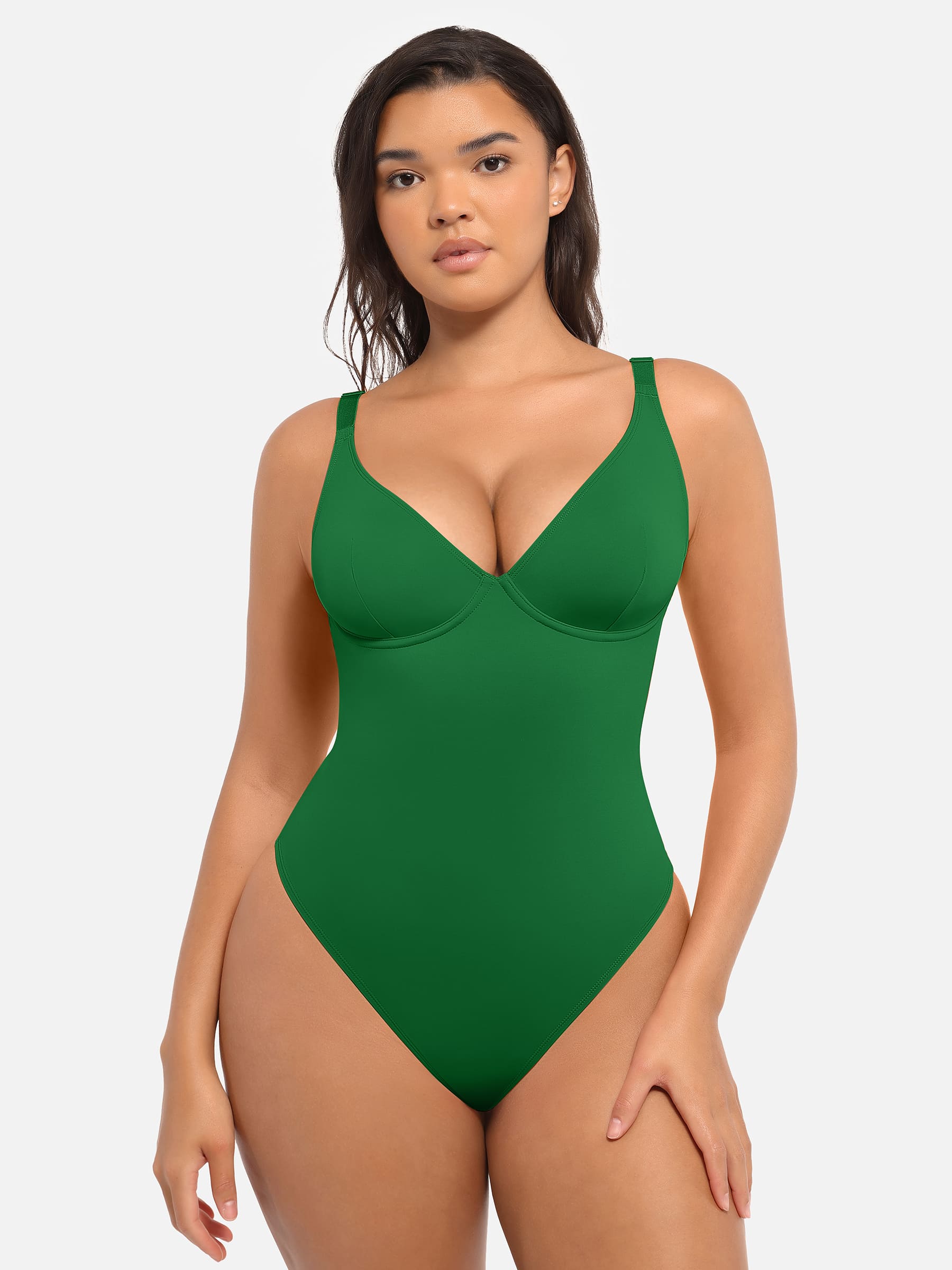Feelingirl Deep V Neck Tummy Control Shapewear Bodysuit