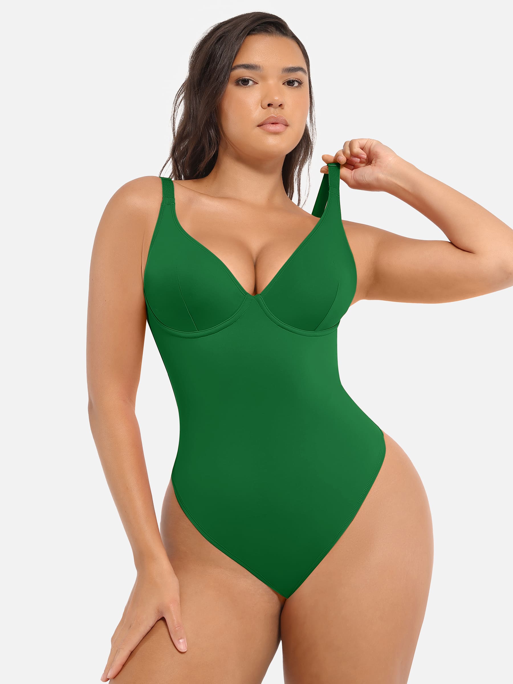Feelingirl Deep V Neck Tummy Control Shapewear Bodysuit