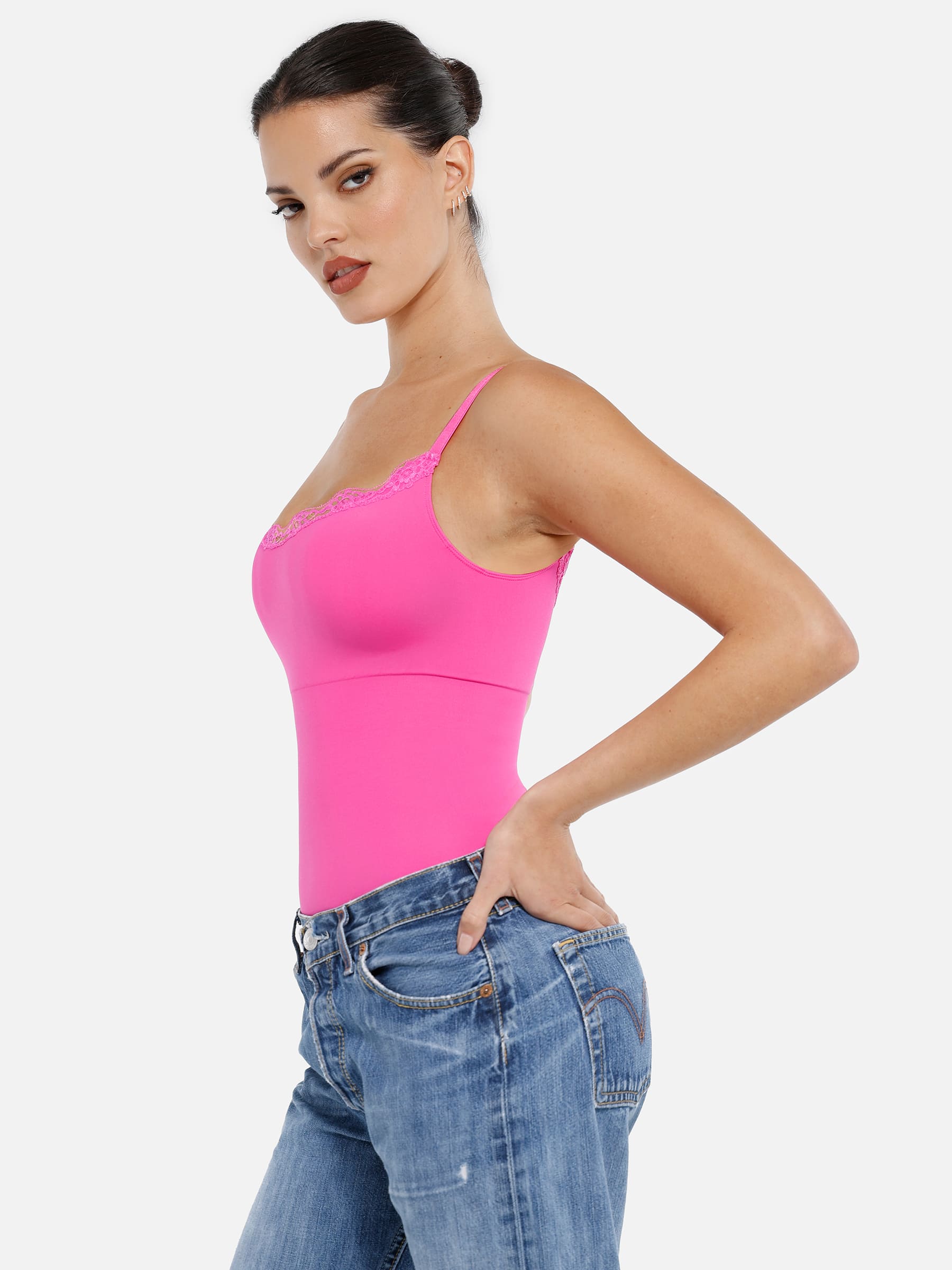 Feelingirl Lace Tight-Fit Seamless Thong Shapewear Bodysuit