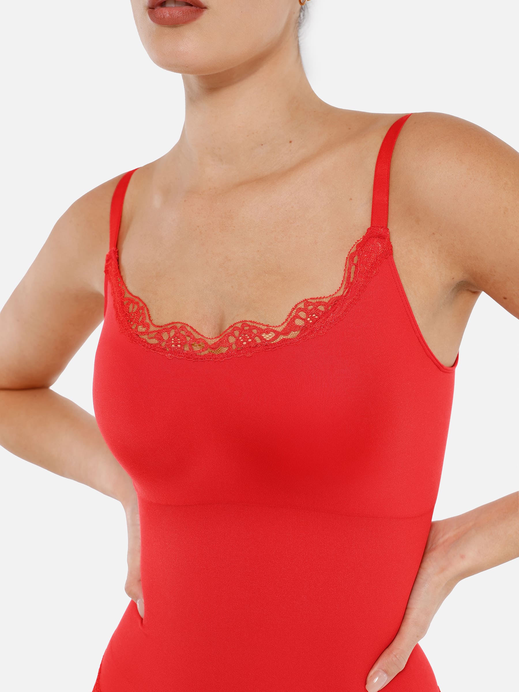 Feelingirl Lace Tight-Fit Seamless Thong Shapewear Bodysuit