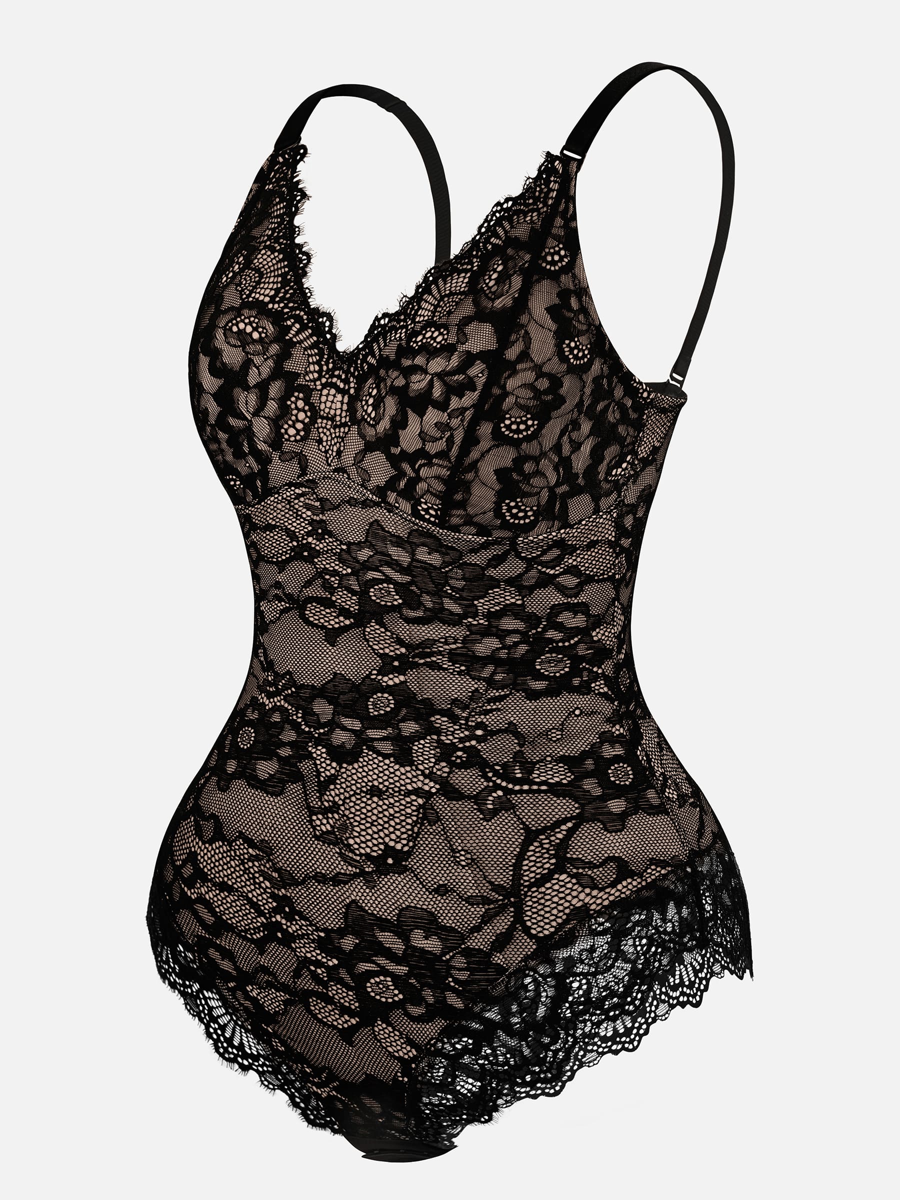 Feelingirl Lace V Neck Full Bodysuit Underwear