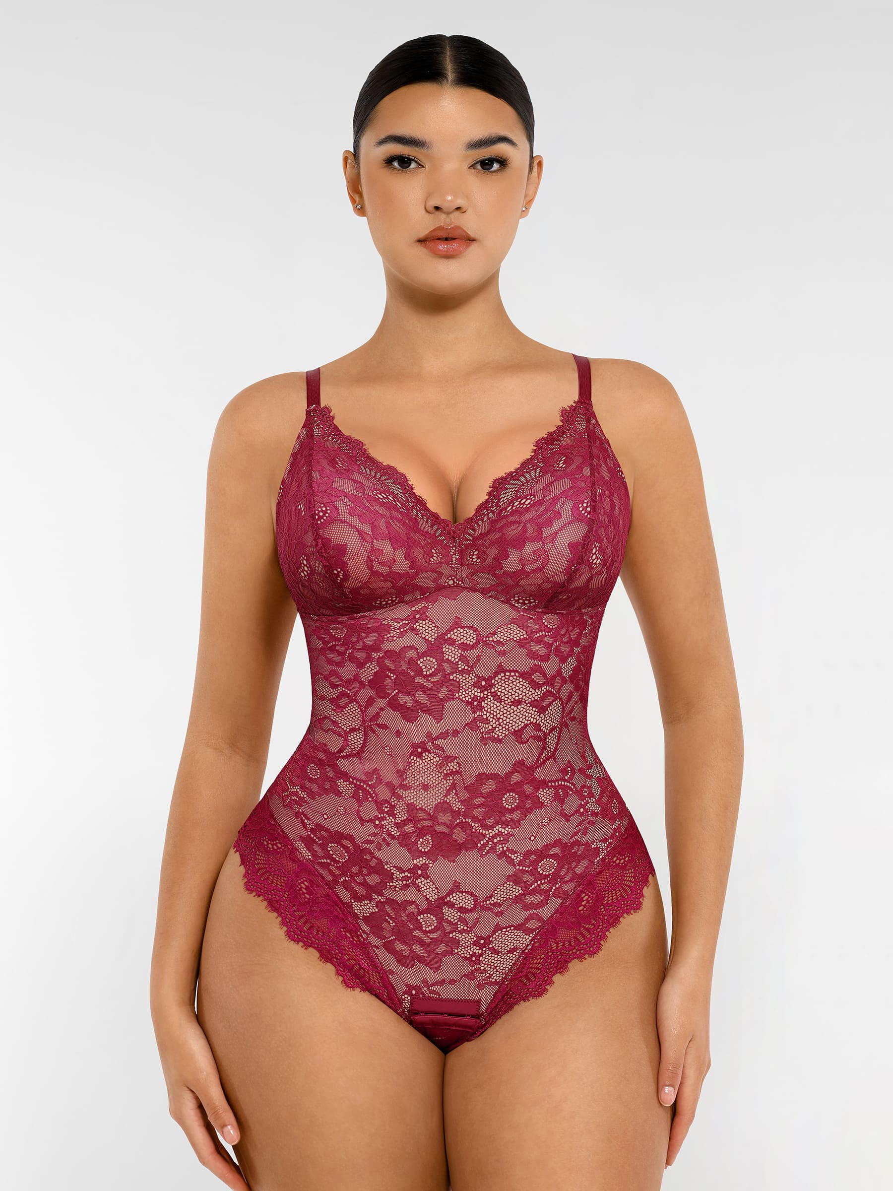 Feelingirl Lace V Neck Full Bodysuit Underwear