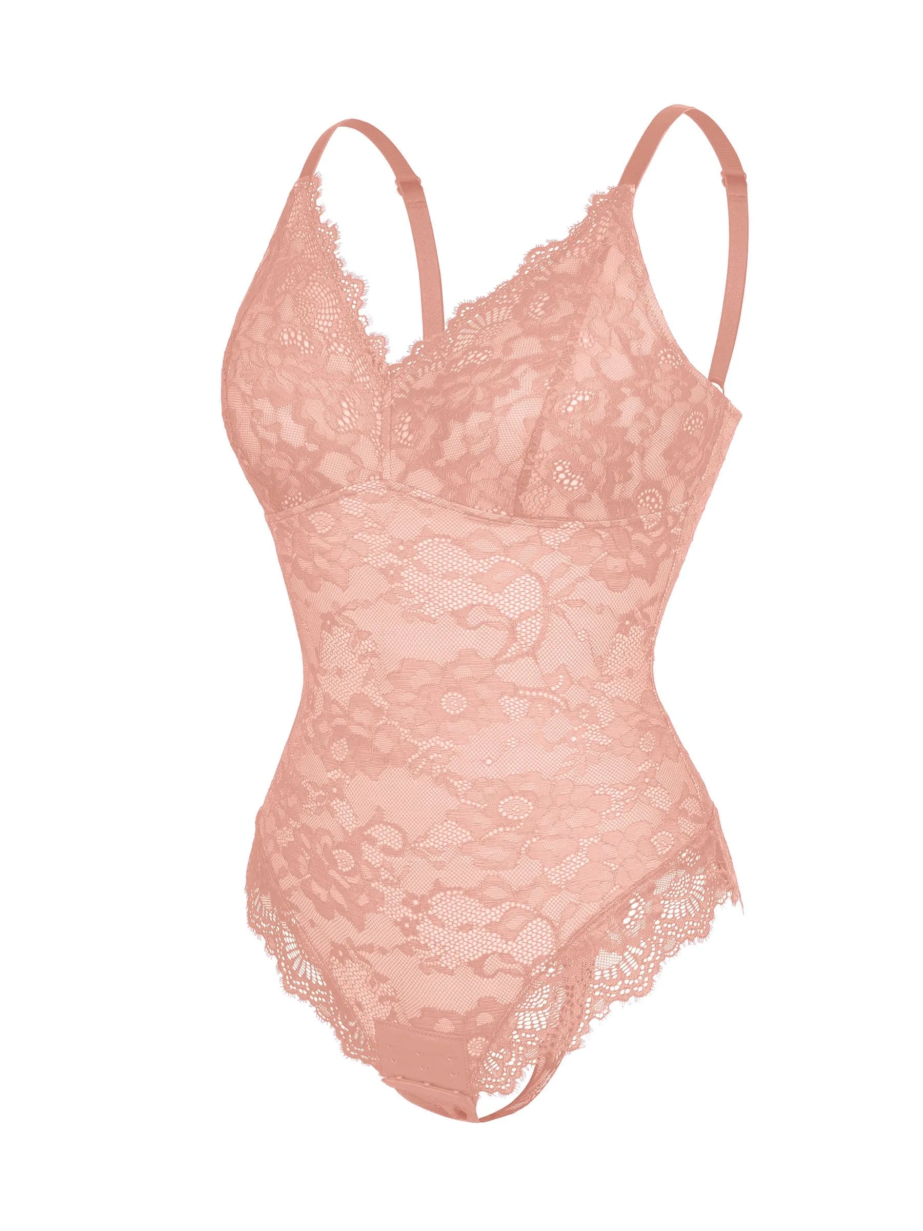 Feelingirl Lace V Neck Full Thong Bodysuit
