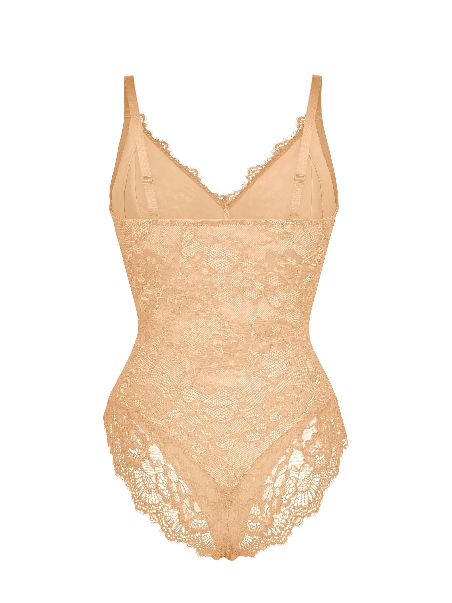 Feelingirl Lace V Neck Full Thong Bodysuit