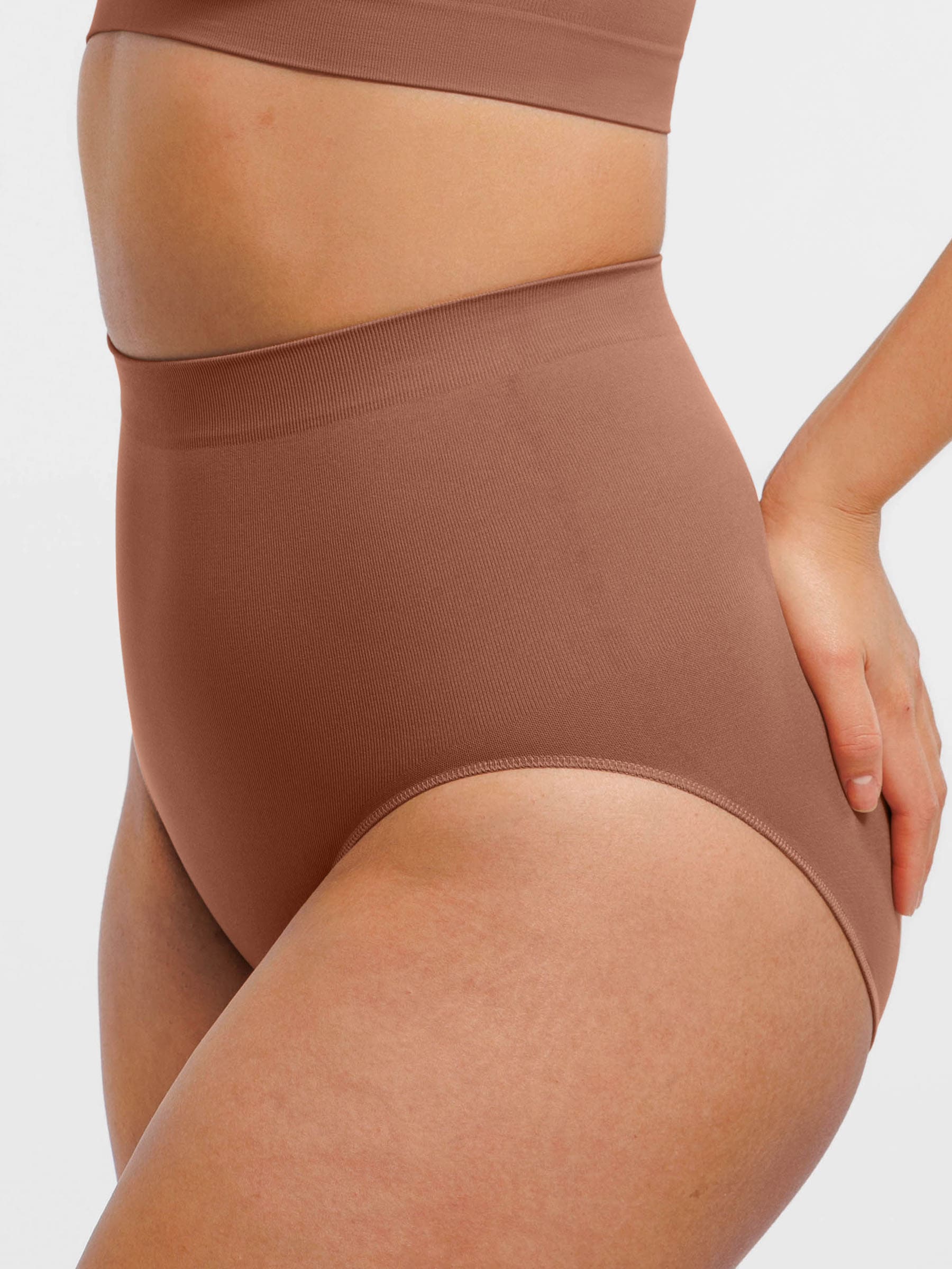 Feelingirl Seamless High-Waist Tummy Control Antibacterial Peach Hip Brief