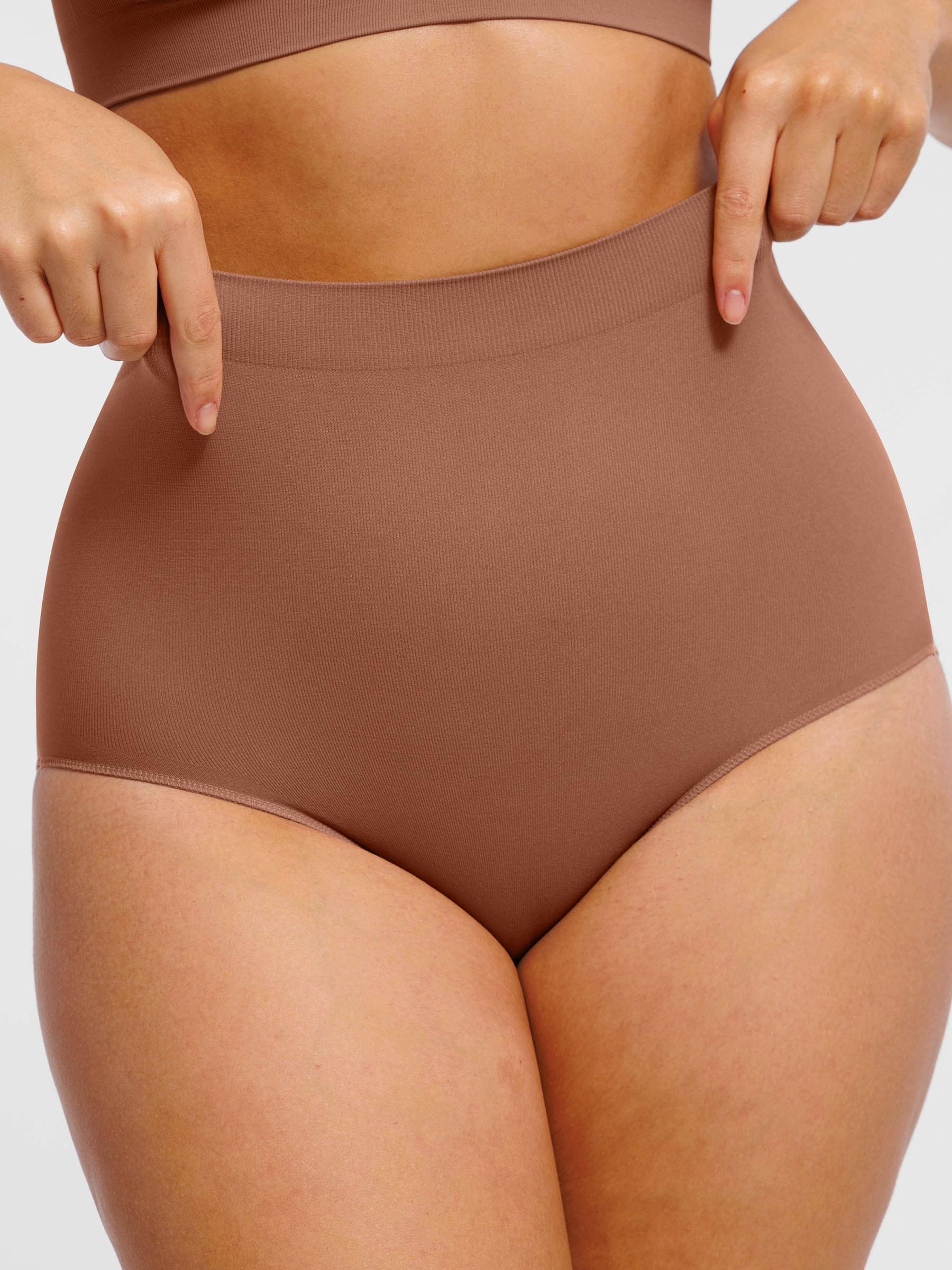 Feelingirl Seamless High-Waist Tummy Control Antibacterial Peach Hip Brief [BOGO]