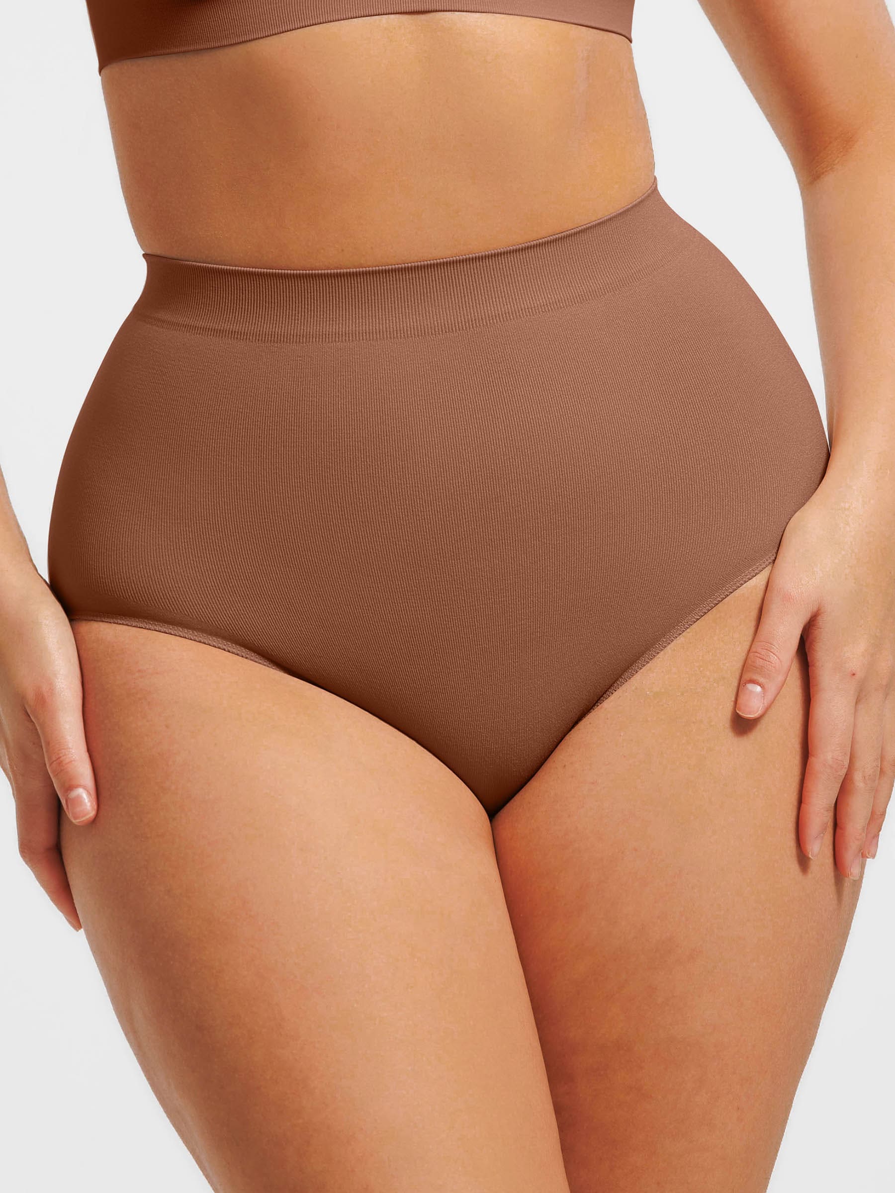 Feelingirl Seamless High-Waist Tummy Control Antibacterial Peach Hip Brief [BOGO]