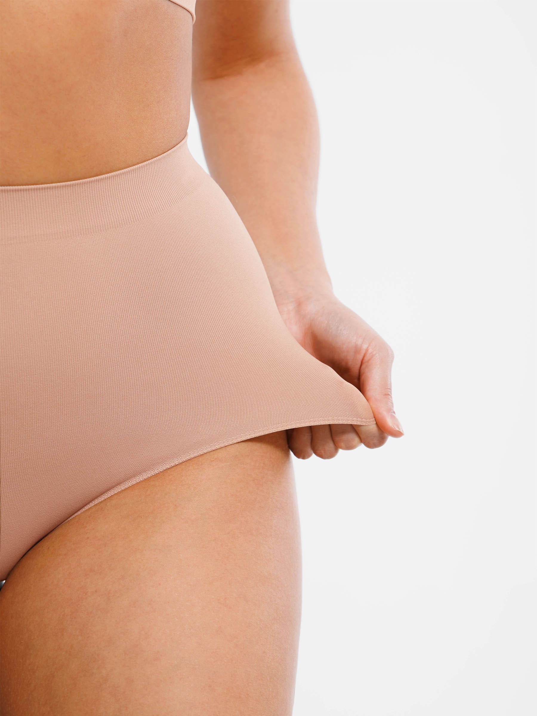 Feelingirl Seamless High-Waist Tummy Control Antibacterial Peach Hip Brief [BOGO]