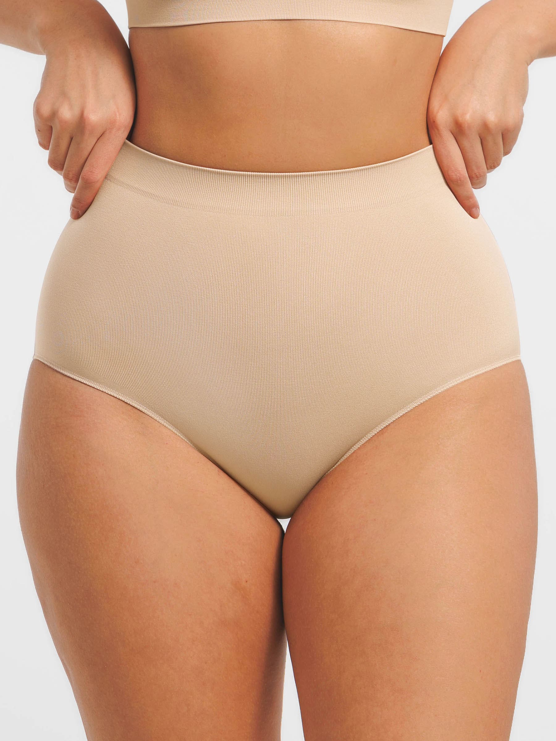 Feelingirl Seamless High-Waist Tummy Control Antibacterial Peach Hip Brief [BOGO]