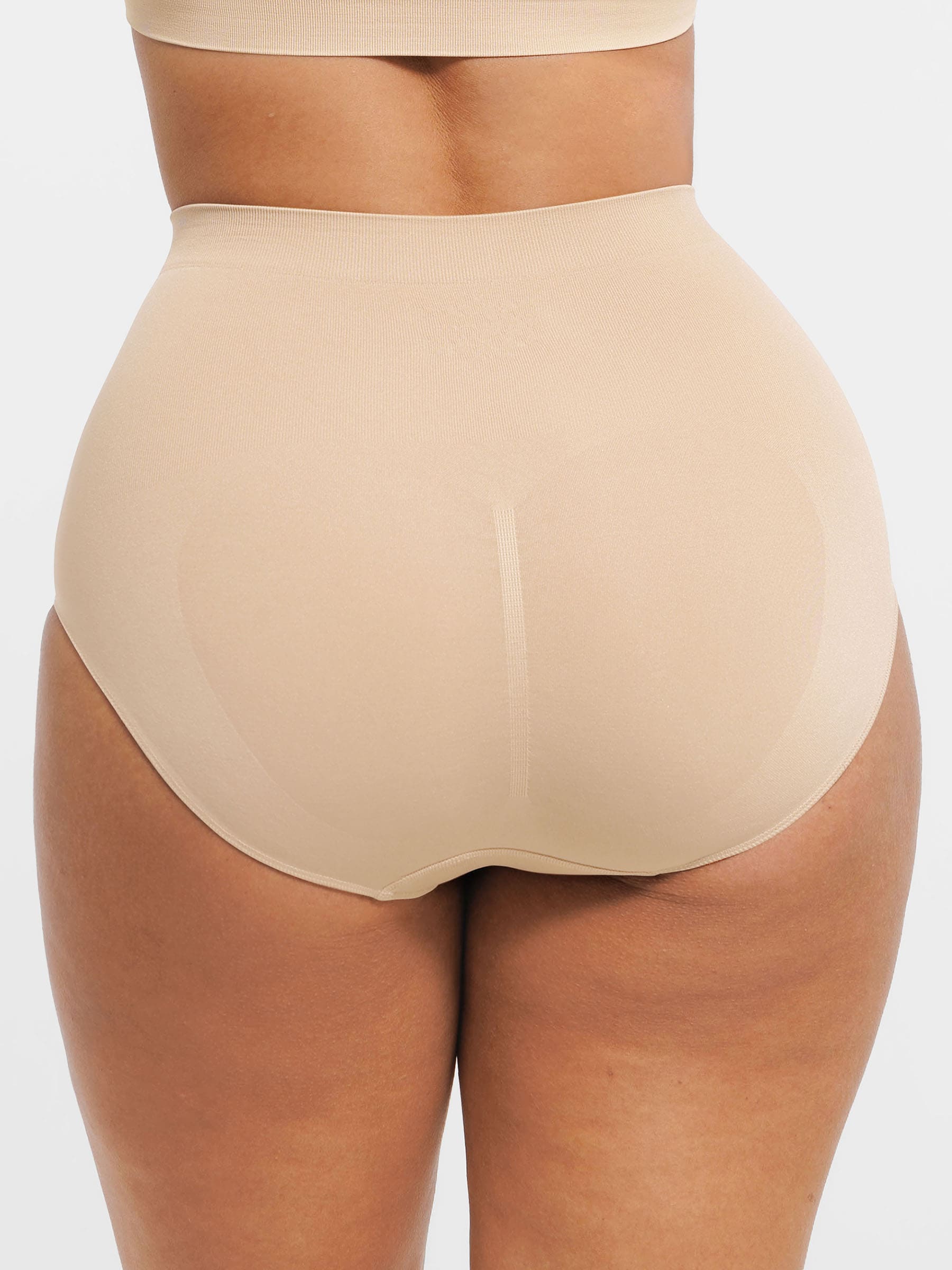 Feelingirl Seamless High-Waist Tummy Control Antibacterial Peach Hip Brief