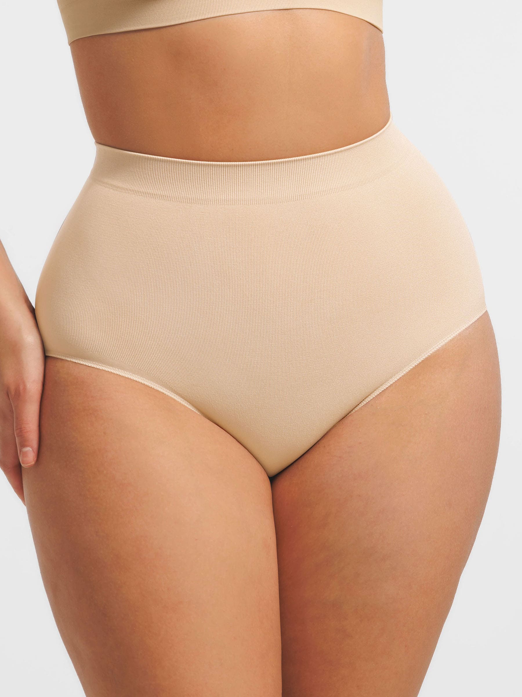 Feelingirl Seamless High-Waist Tummy Control Antibacterial Peach Hip Brief [BOGO]