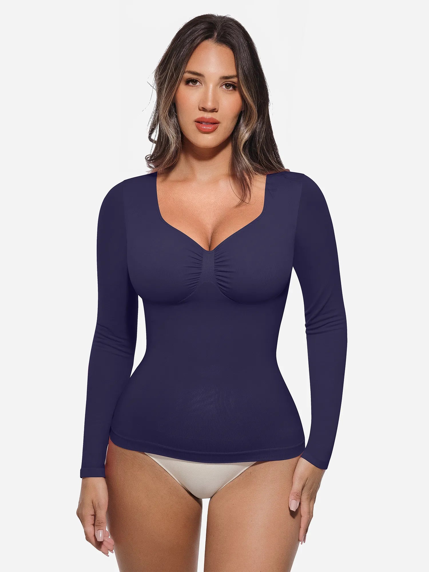 Feelingirl Seamless Long Sleeve Tummy Control Thong Bodysuit
