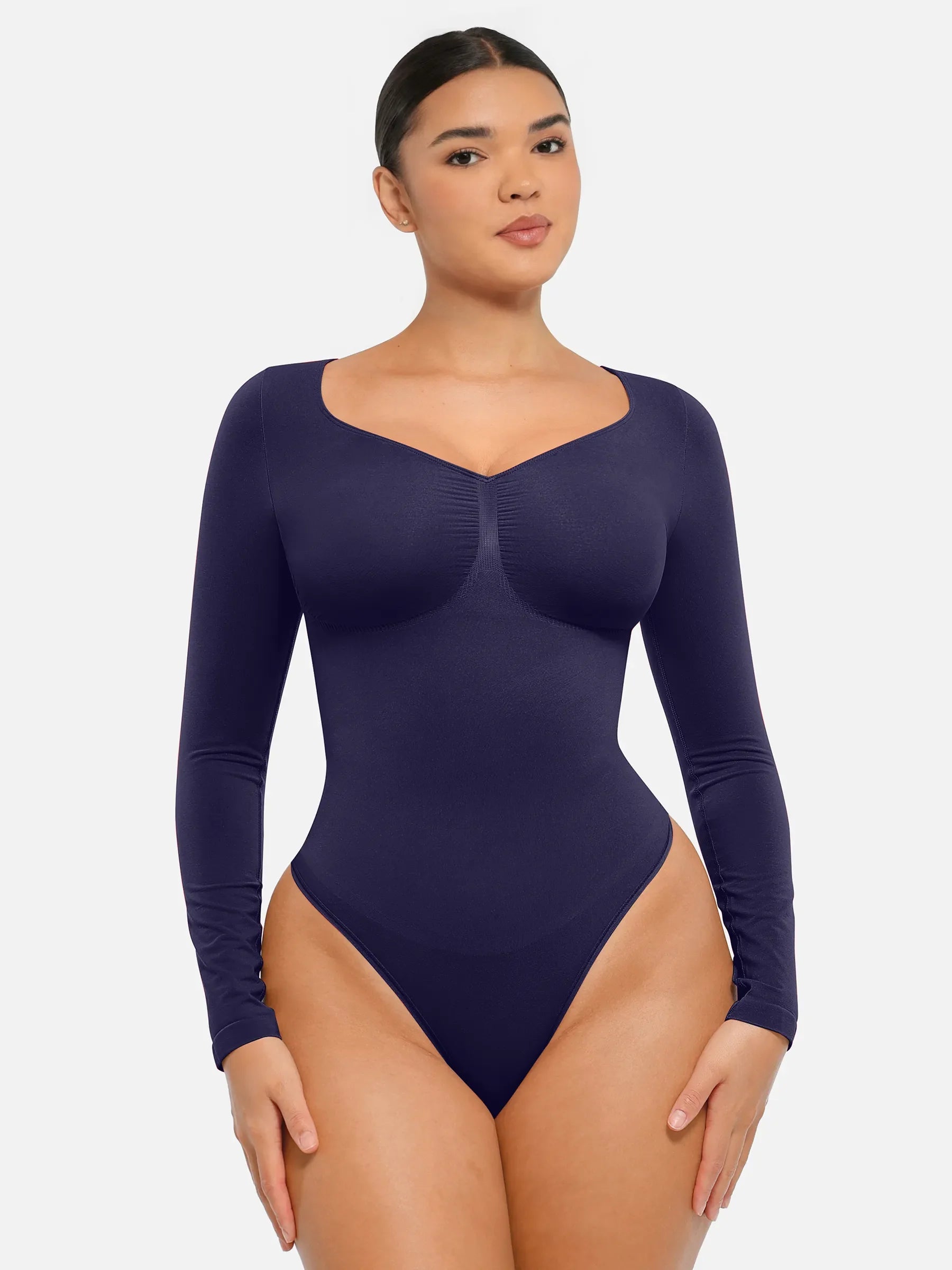 Feelingirl Seamless Long Sleeve Tummy Control Thong Bodysuit
