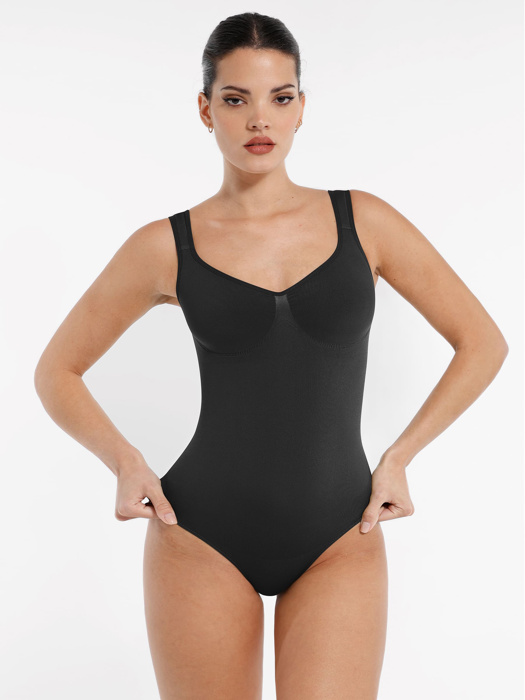 Feelingirl Seamless Shaping Diamond Neck Thong Bodysuit