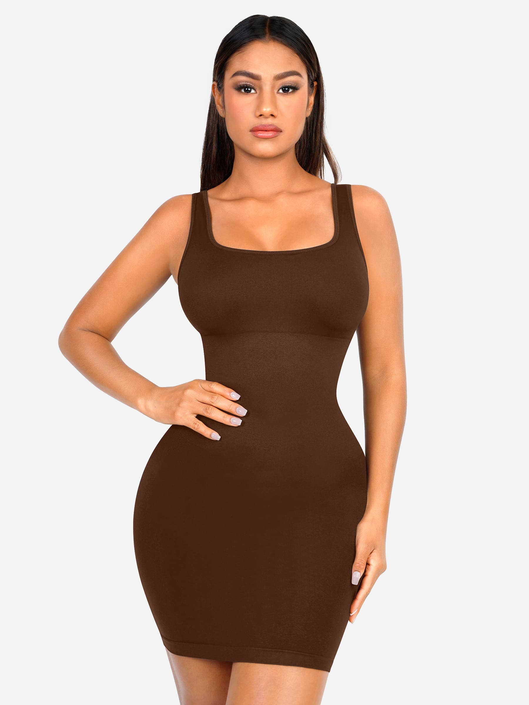 Feelingirl Seamless Square Neck Shaping Dress