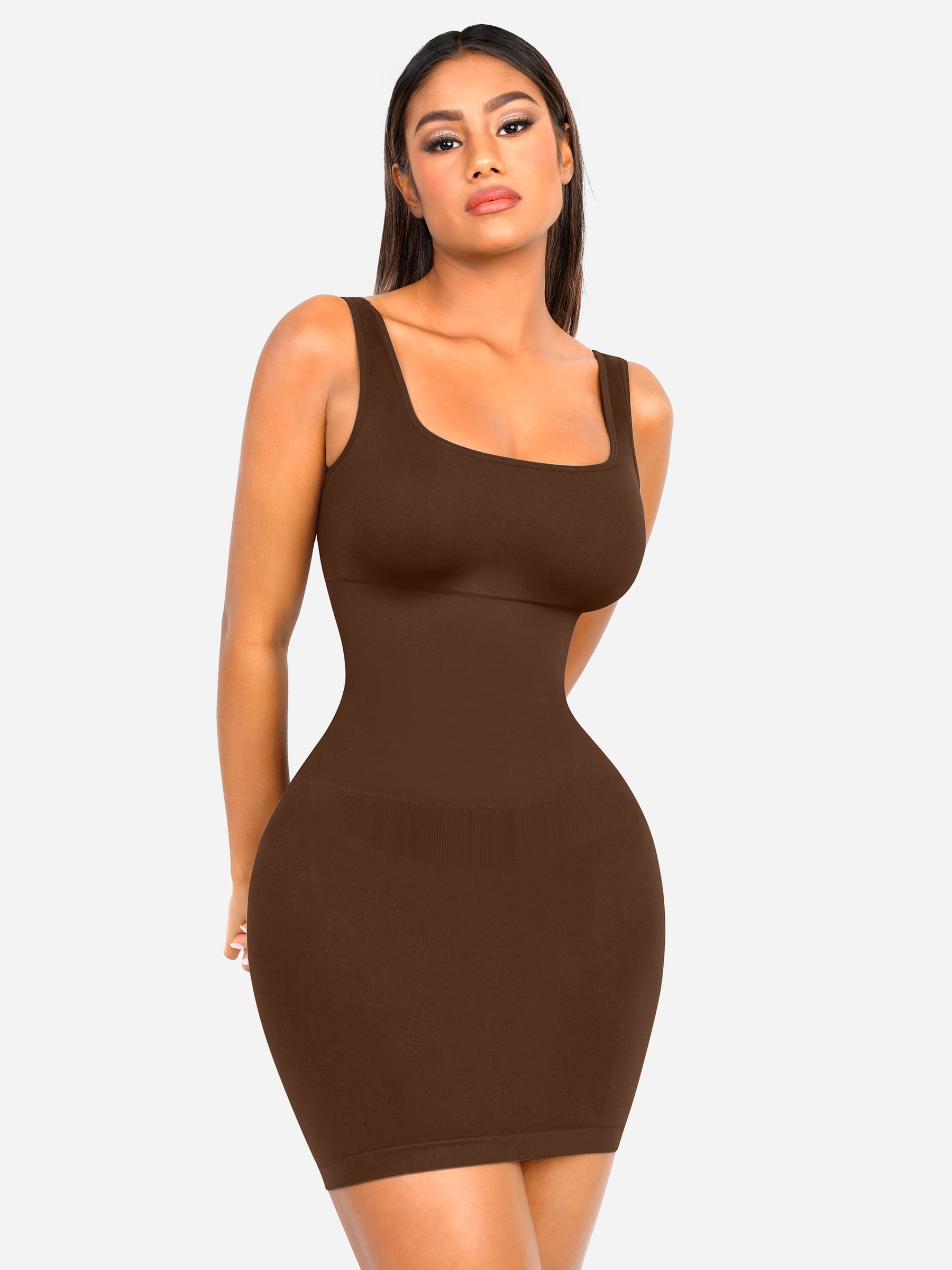 Feelingirl Seamless Square Neck Shaping Dress