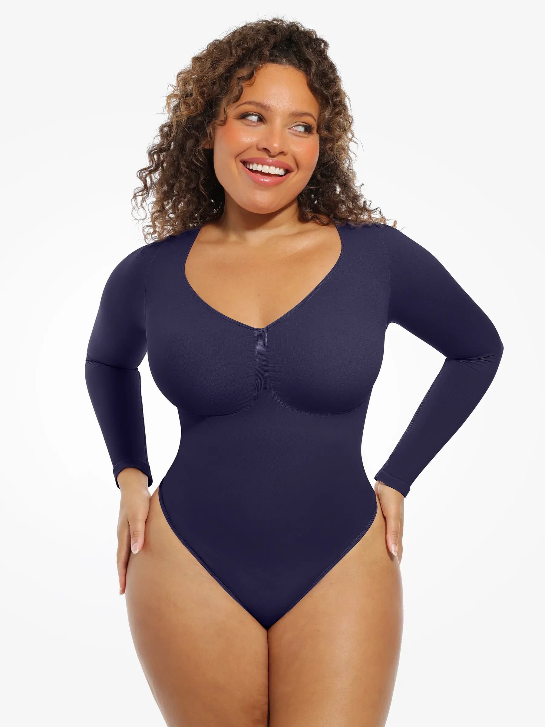 Feelingirl Seamless Supportive Long Sleeve Tummy Control Bodysuit [BOGO]