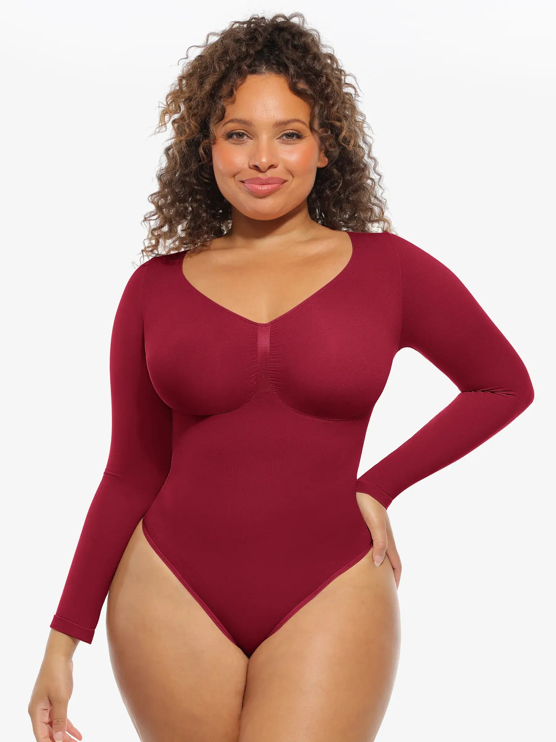 Feelingirl Seamless Supportive Long Sleeve Tummy Control Bodysuit [BOGO]